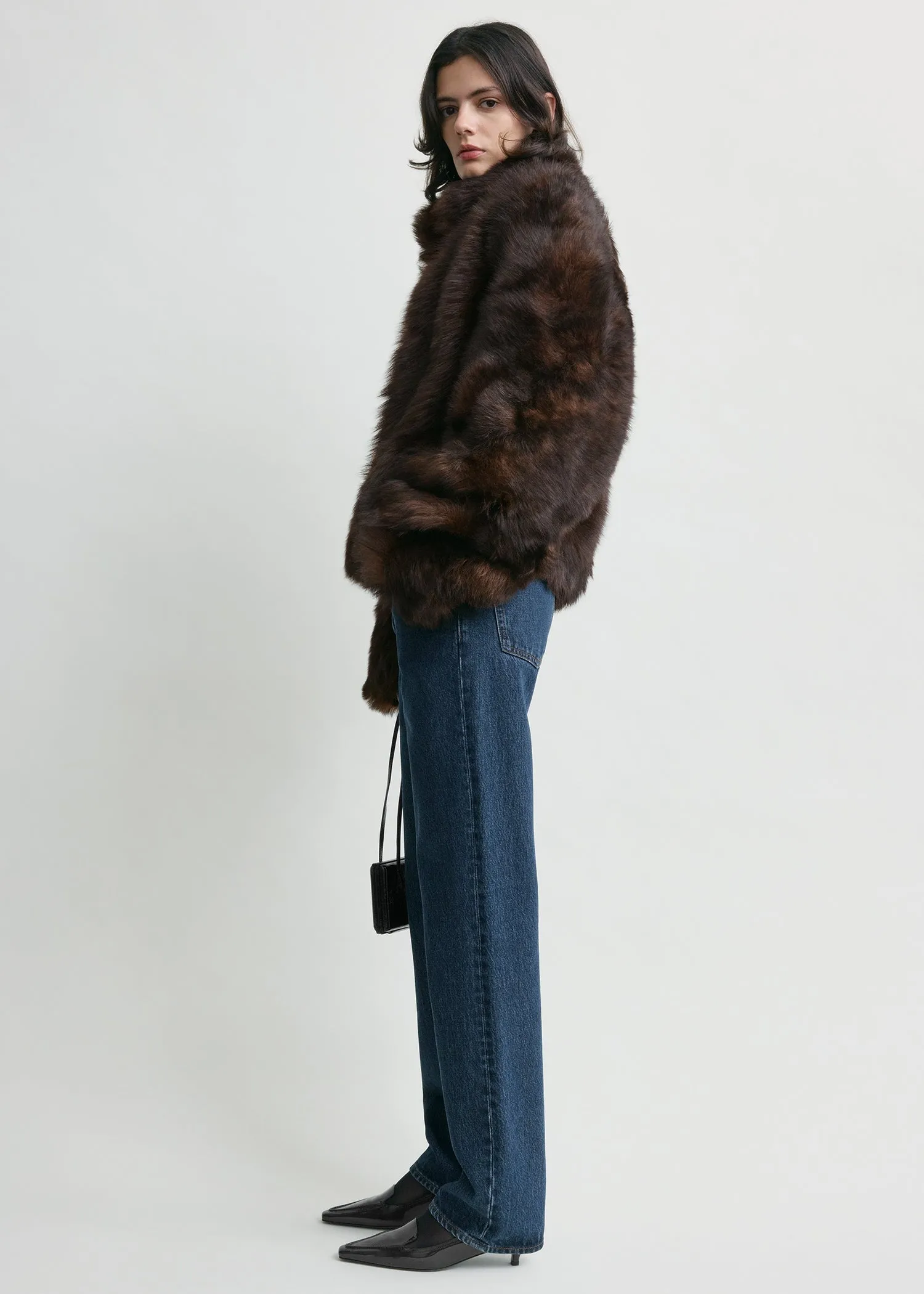 Silky shearling jacket dark brown sold by Toteme product image thumbnail 2
