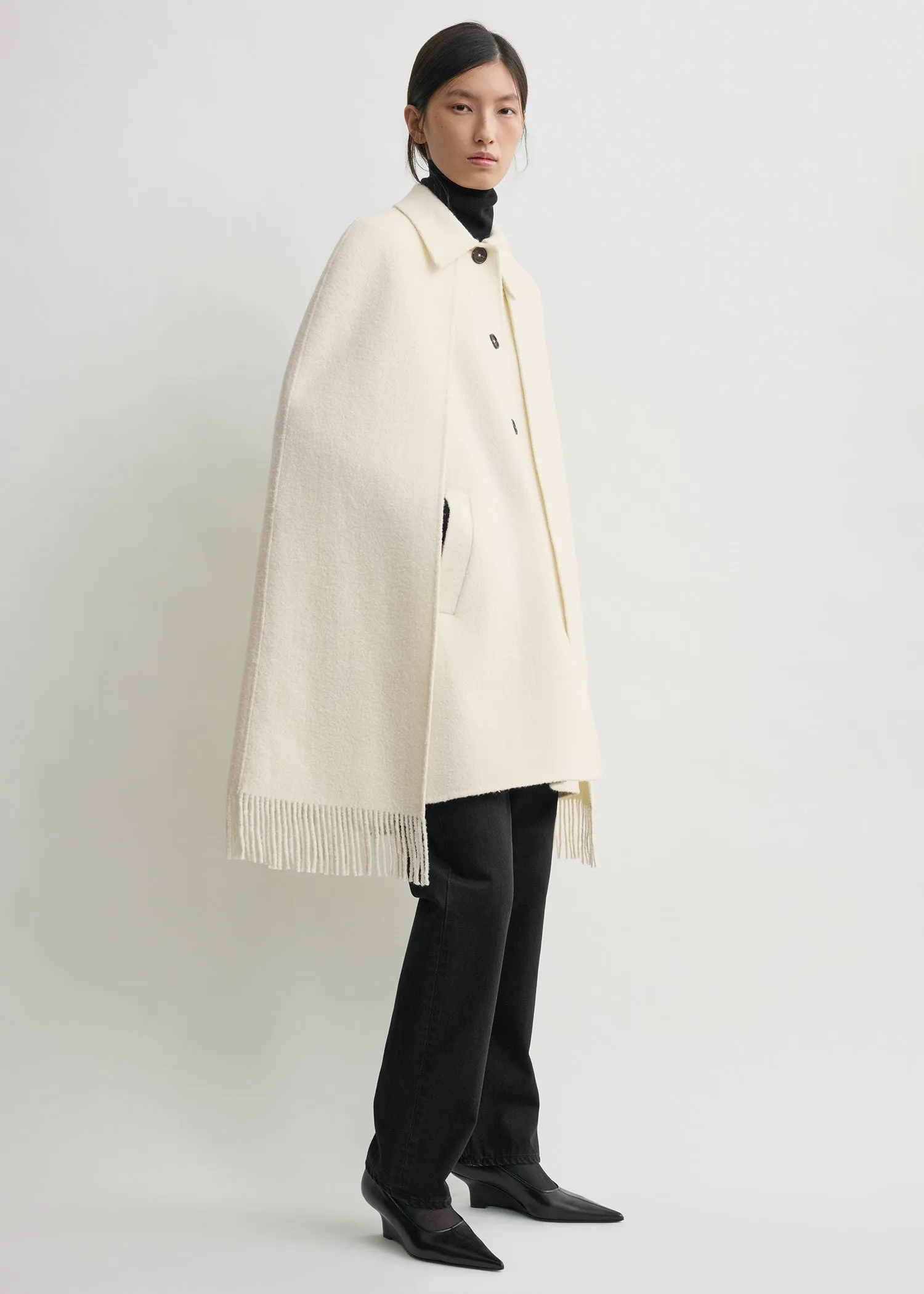 Fringe cape coat winter white sold by Toteme product image thumbnail 2
