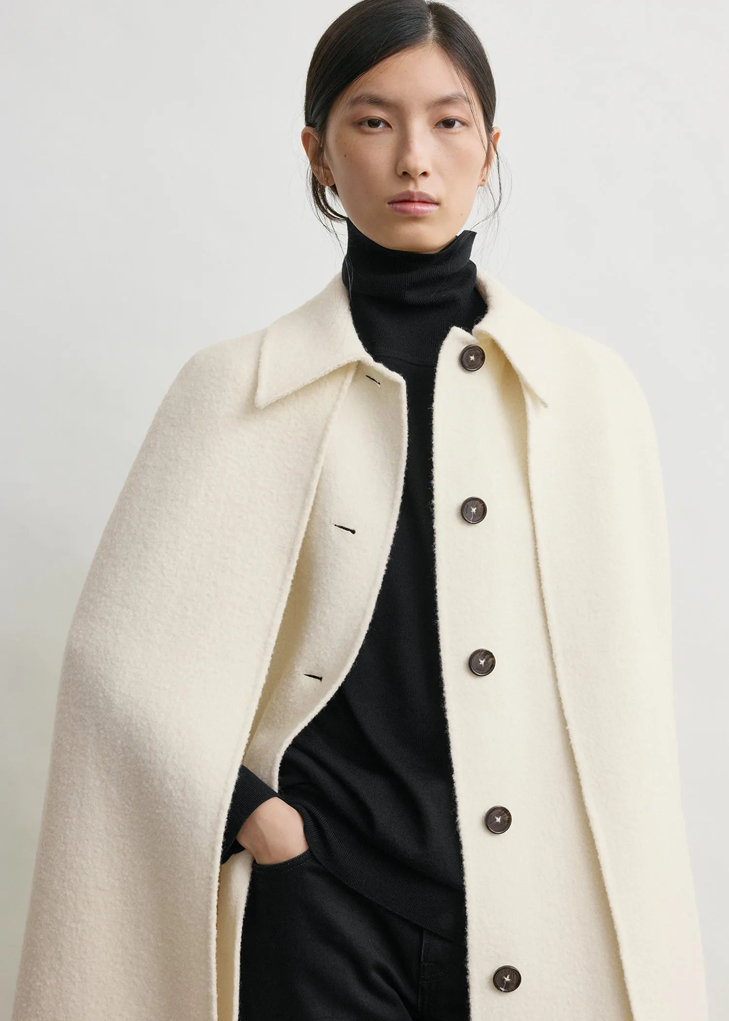 Fringe cape coat winter white sold by Toteme product image thumbnail 4