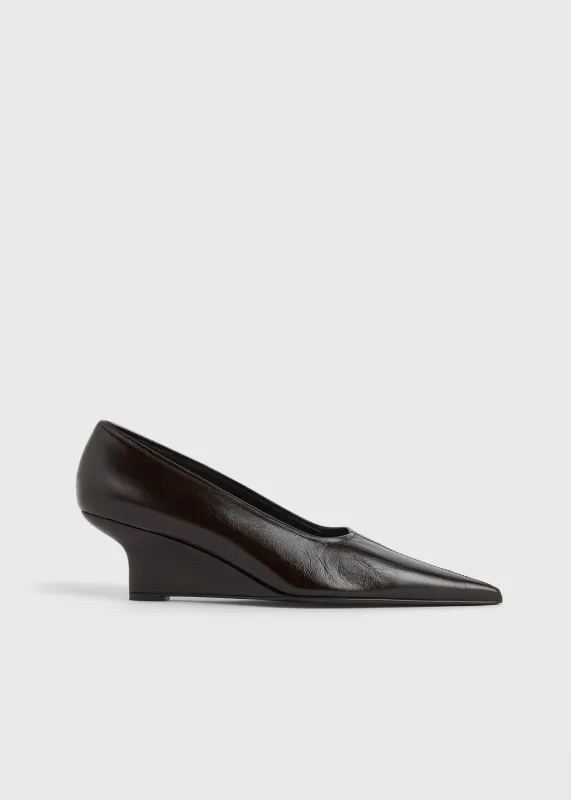 Sharp naplack wedge pumps bark sold by Toteme
