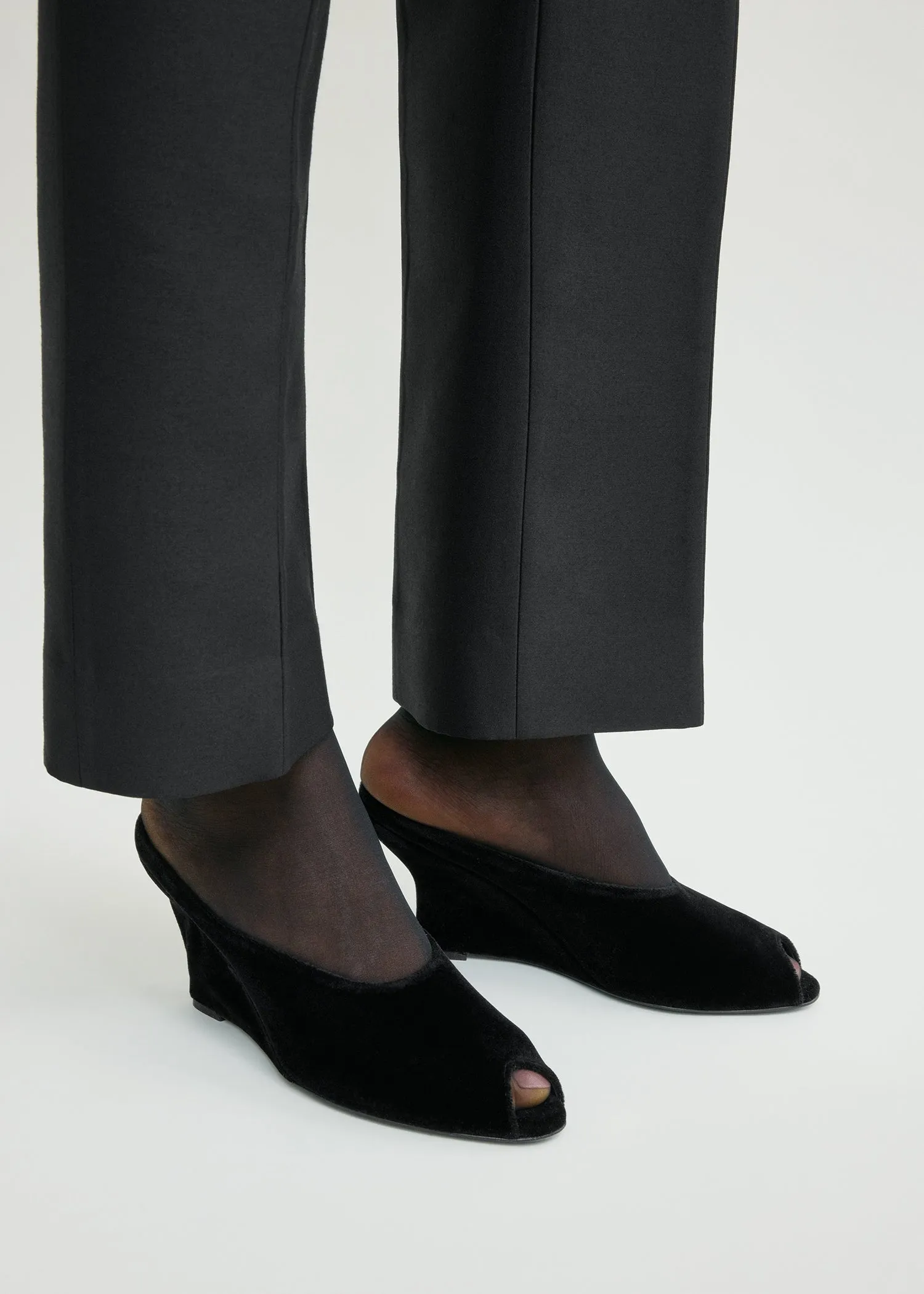 Peep-toe velvet wedge mules black sold by Toteme product image thumbnail 3