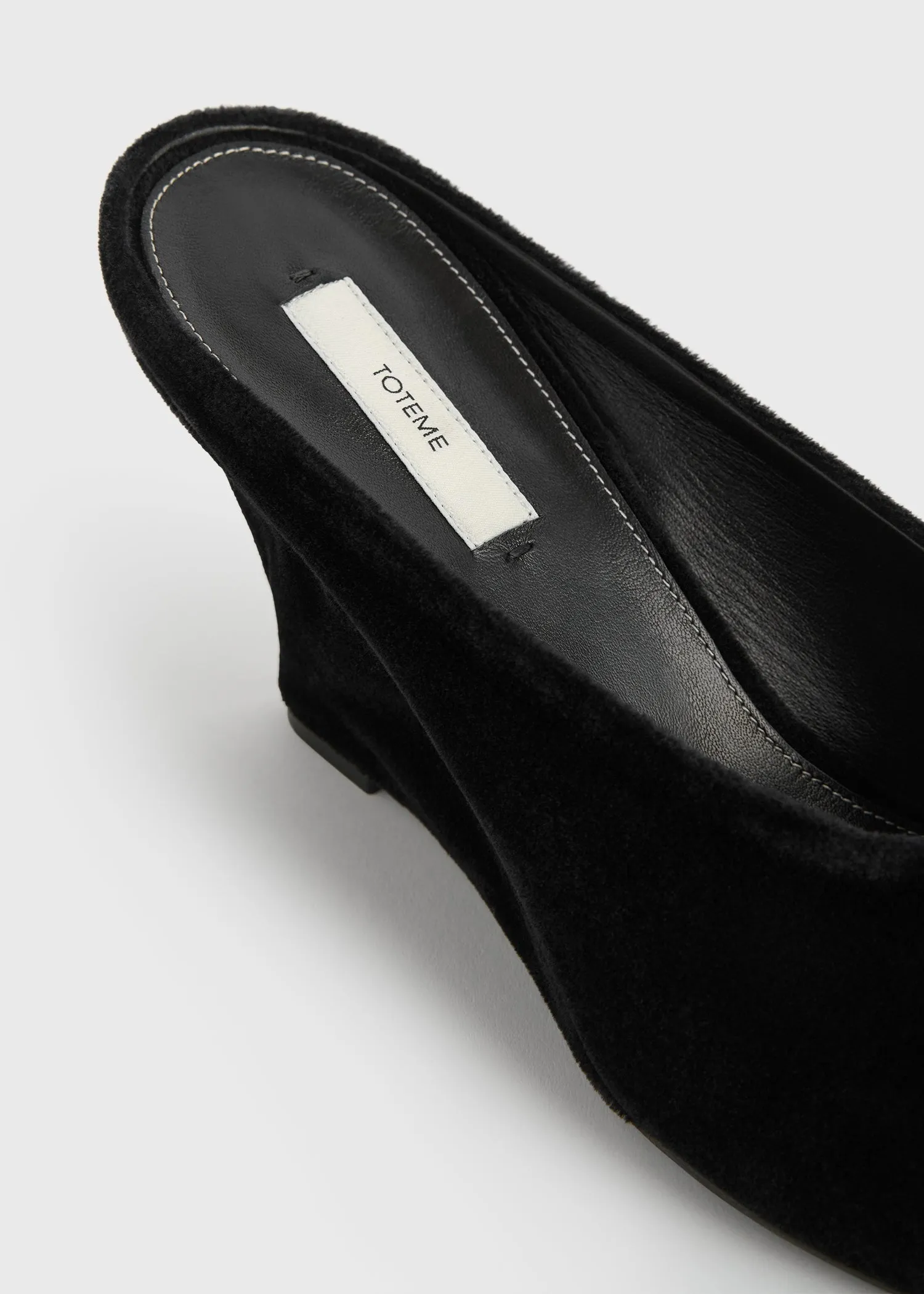 Peep-toe velvet wedge mules black sold by Toteme product image thumbnail 5