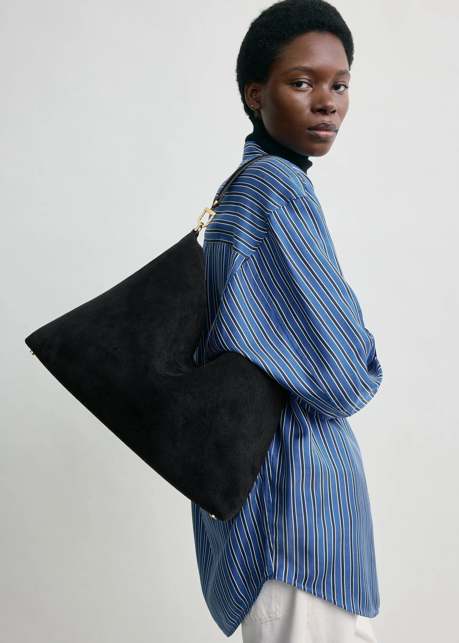 Medium Bevel suede bag black sold by Toteme product image thumbnail 3