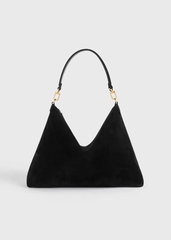 Medium Bevel suede bag black made by Toteme