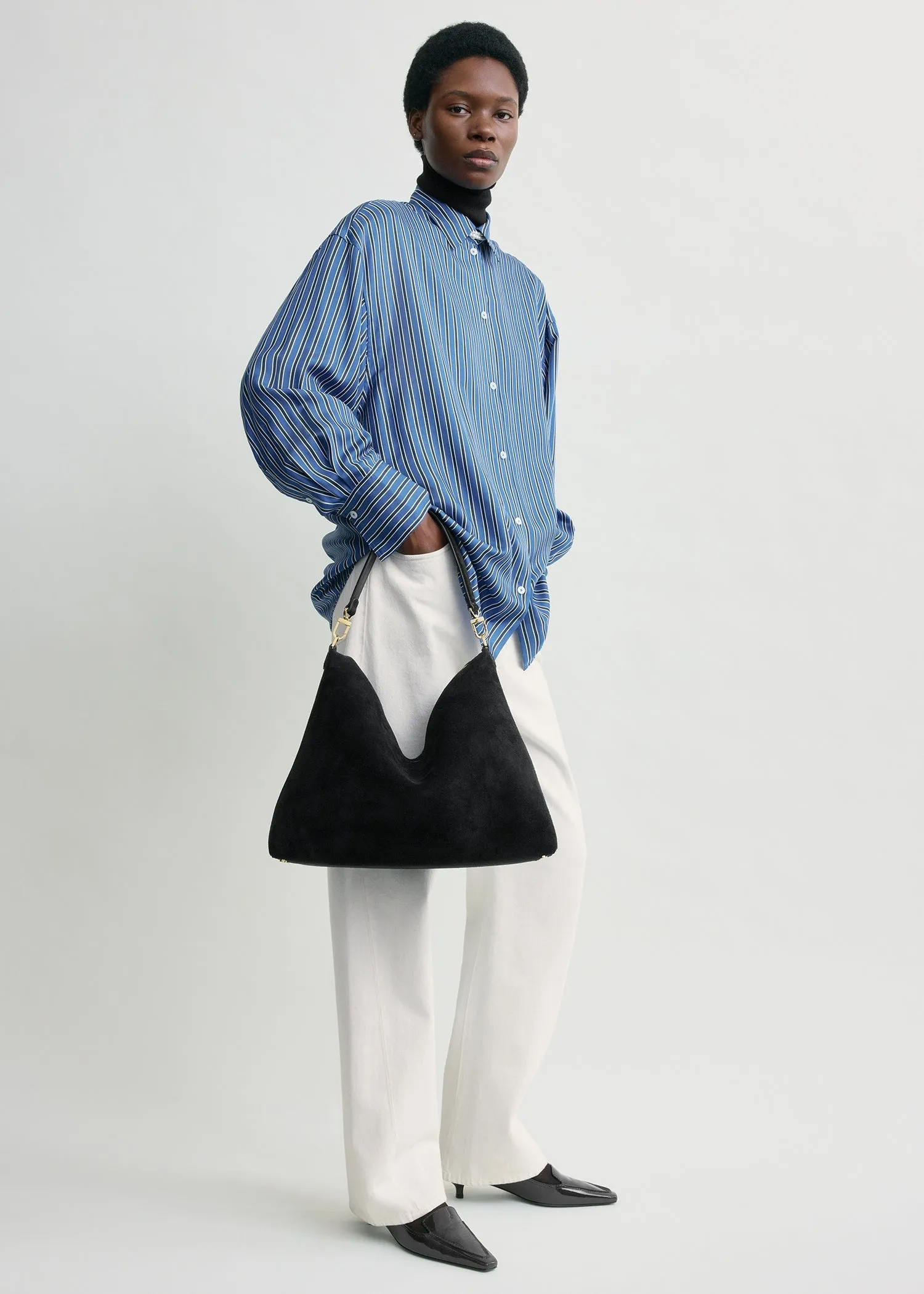 Medium Bevel suede bag black sold by Toteme product image thumbnail 2