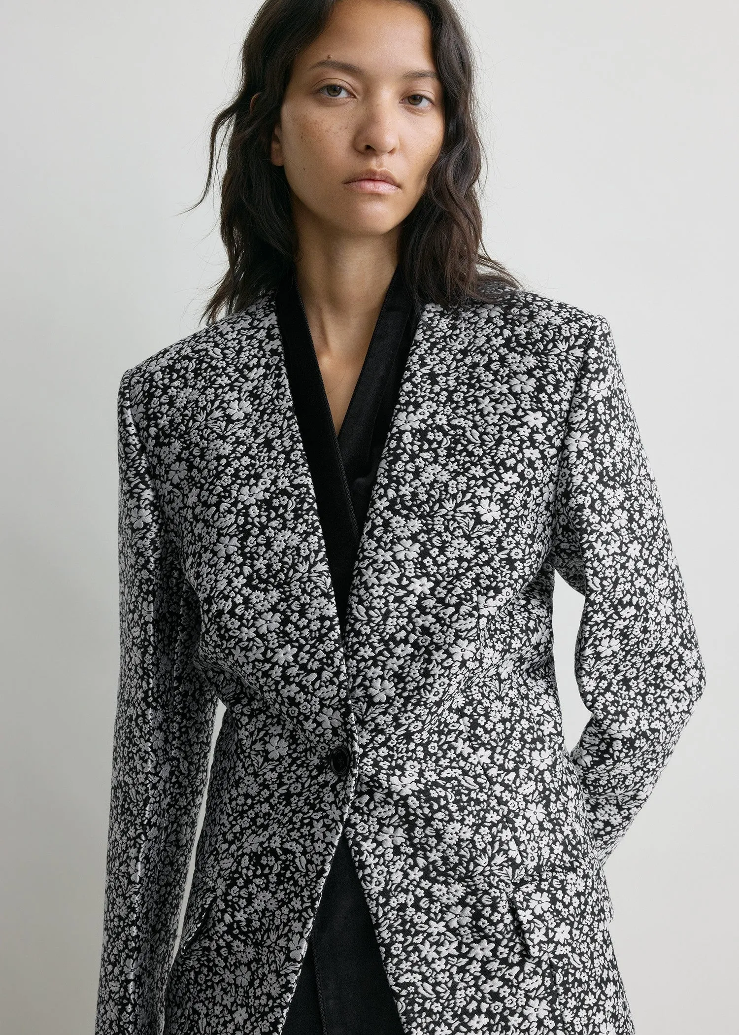 Floral slouch blazer white/black sold by Toteme product image thumbnail 4