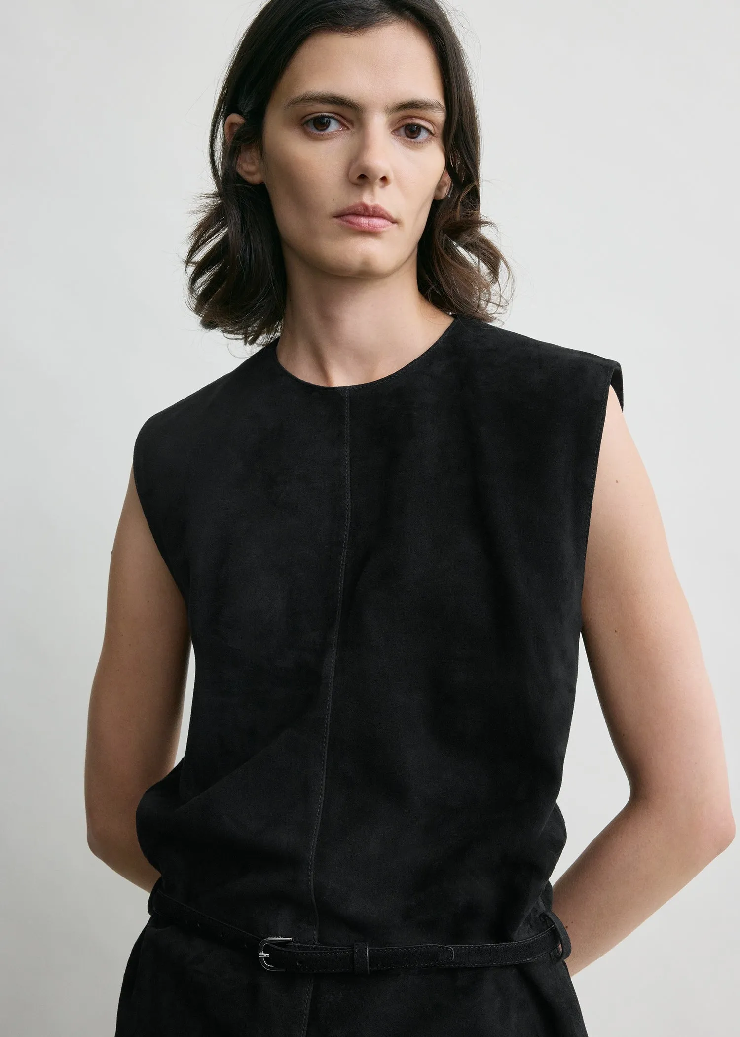 Belted suede top black sold by Toteme product image thumbnail 4