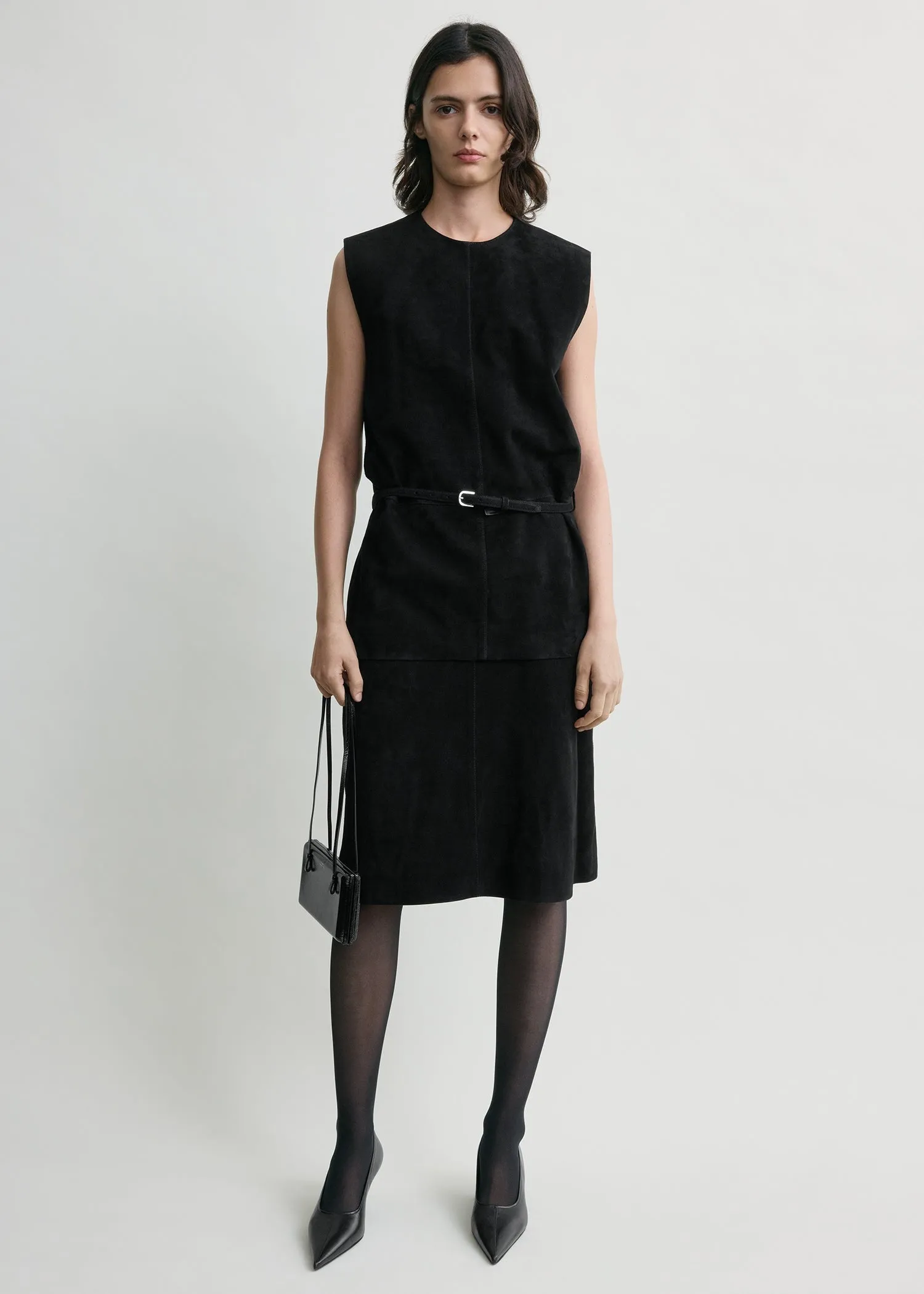 Belted suede top black sold by Toteme