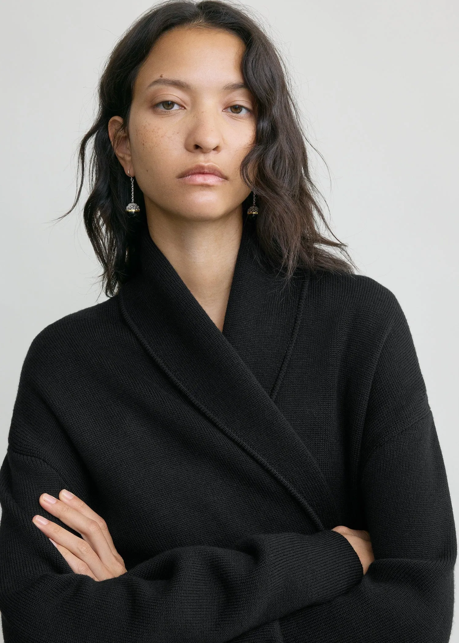 Shawl-lapel robe black sold by Toteme product image thumbnail 5