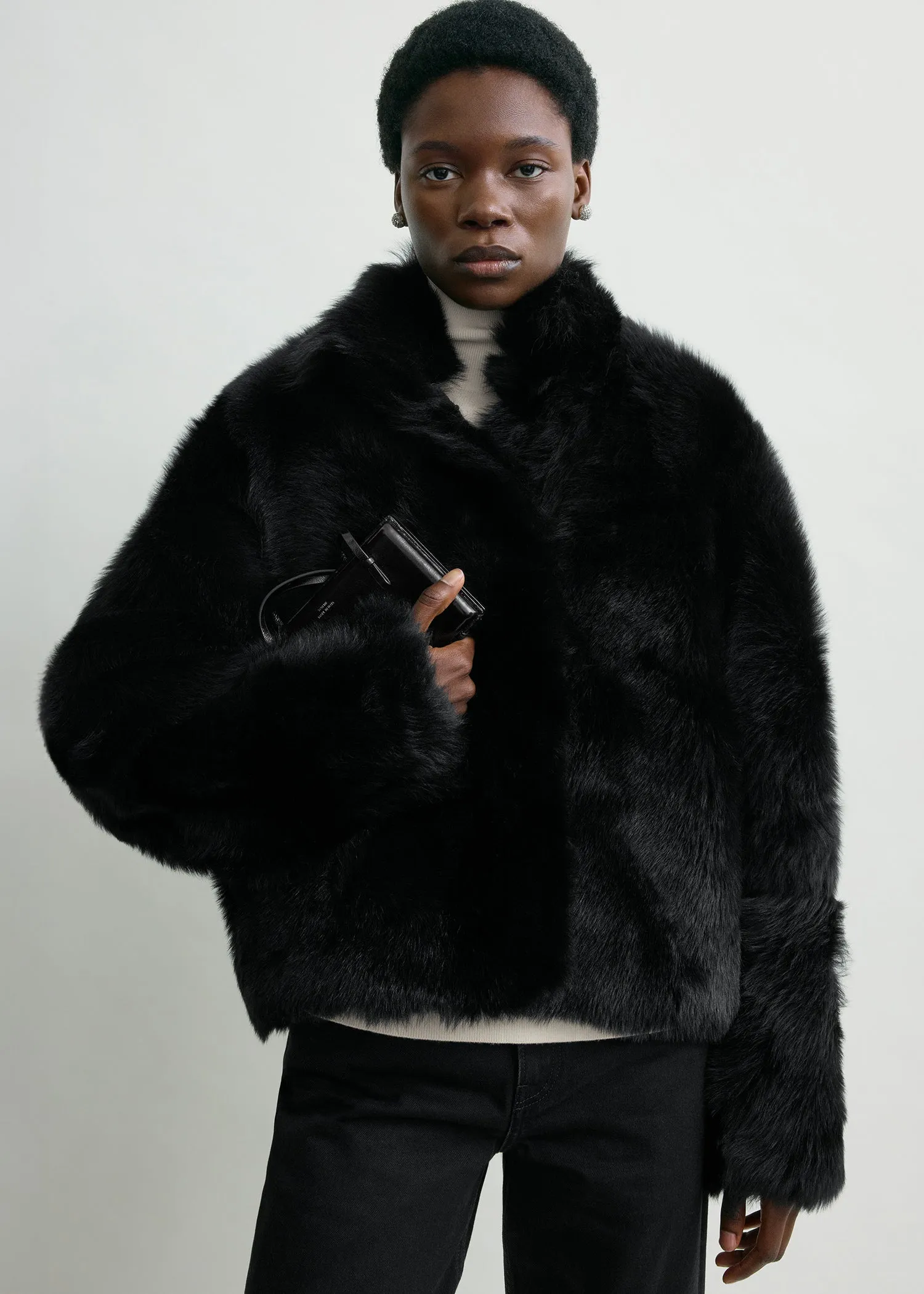 Silky shearling jacket black sold by Toteme product image thumbnail 4