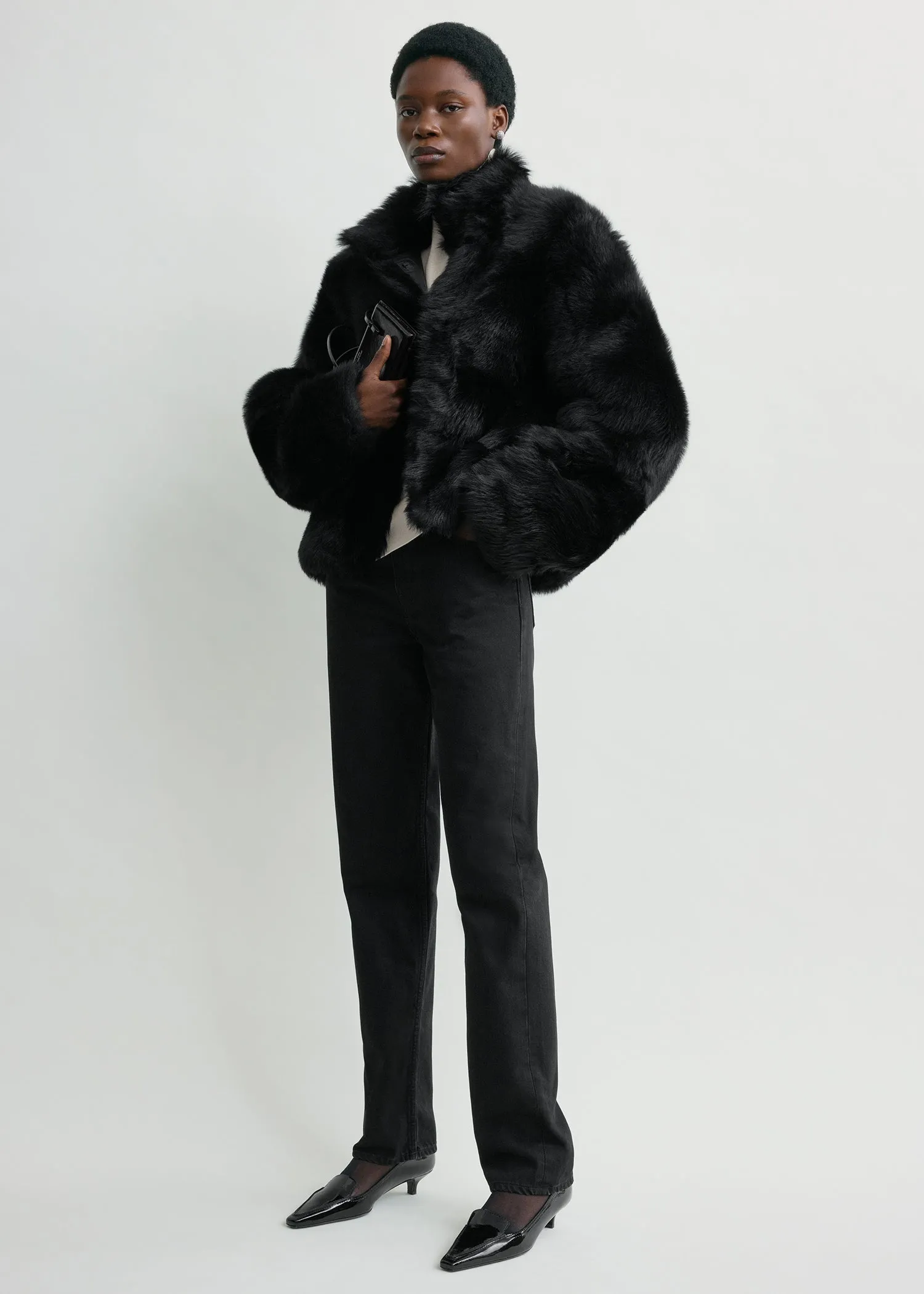 Silky shearling jacket black sold by Toteme product image thumbnail 2