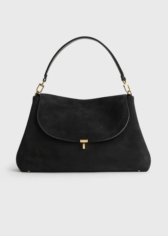 T-lock suede satchel black made by Toteme