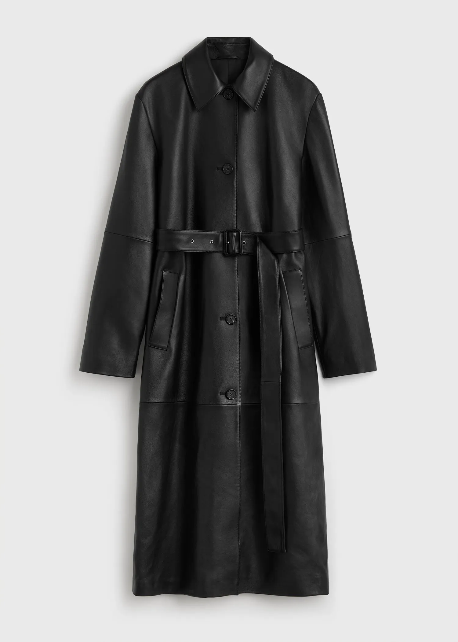 Belted leather coat black sold by Toteme product image thumbnail 5