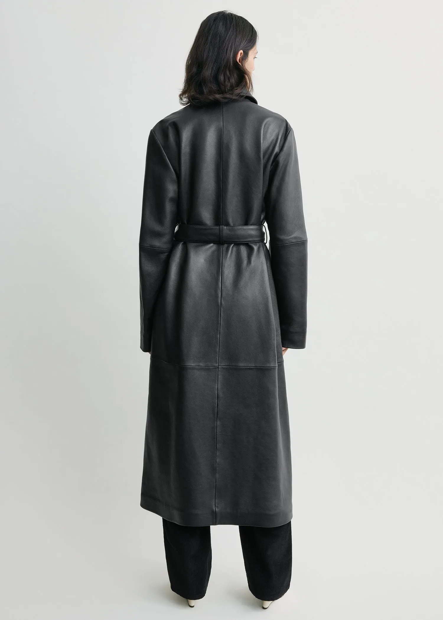 Belted leather coat black sold by Toteme product image thumbnail 3
