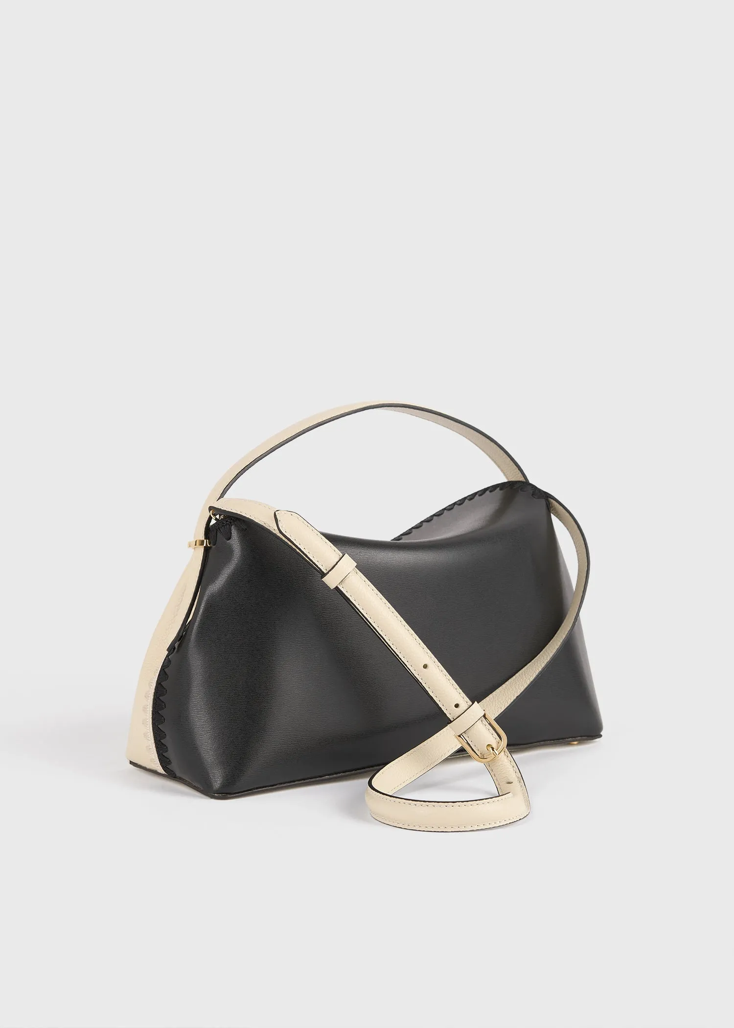 T-lock embroidered leather top handle black/milk sold by Toteme product image thumbnail 4