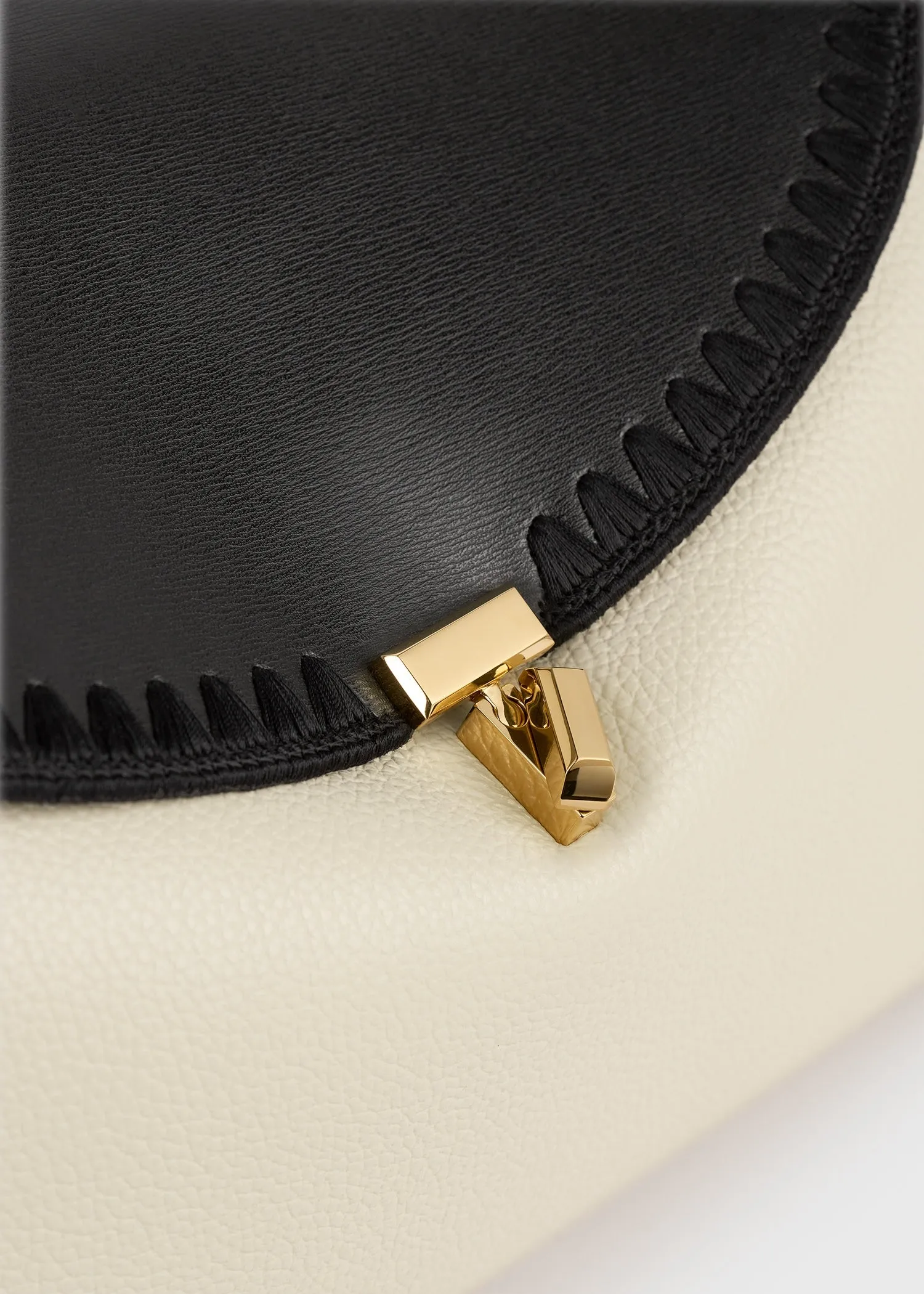 T-lock embroidered leather top handle black/milk sold by Toteme product image thumbnail 5