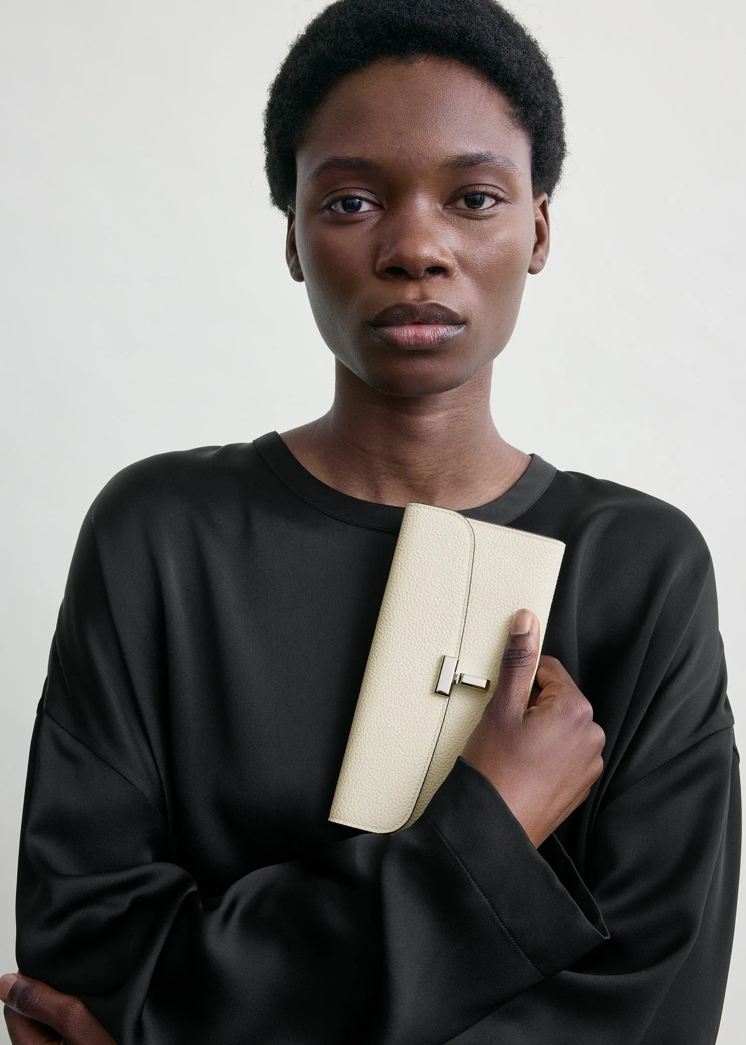 T-lock grained-leather wallet milk sold by Toteme product image thumbnail 2