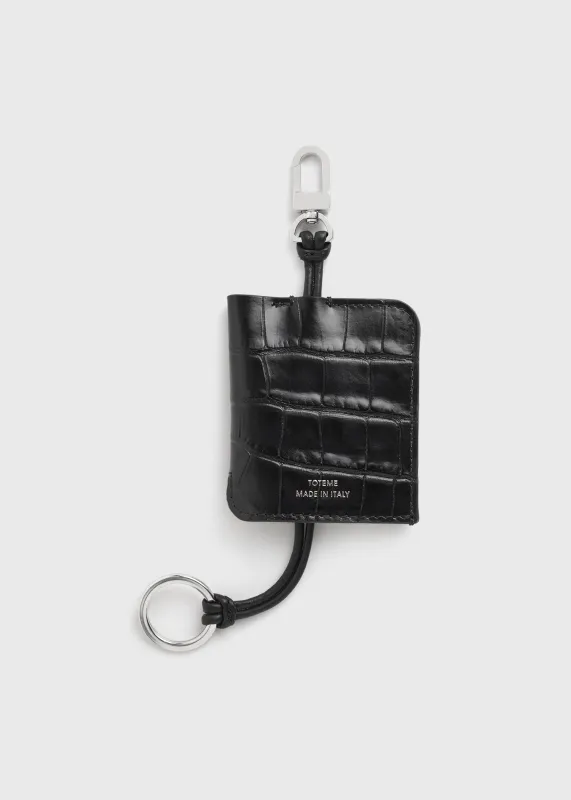 Croco-embossed keyring black sold by Toteme