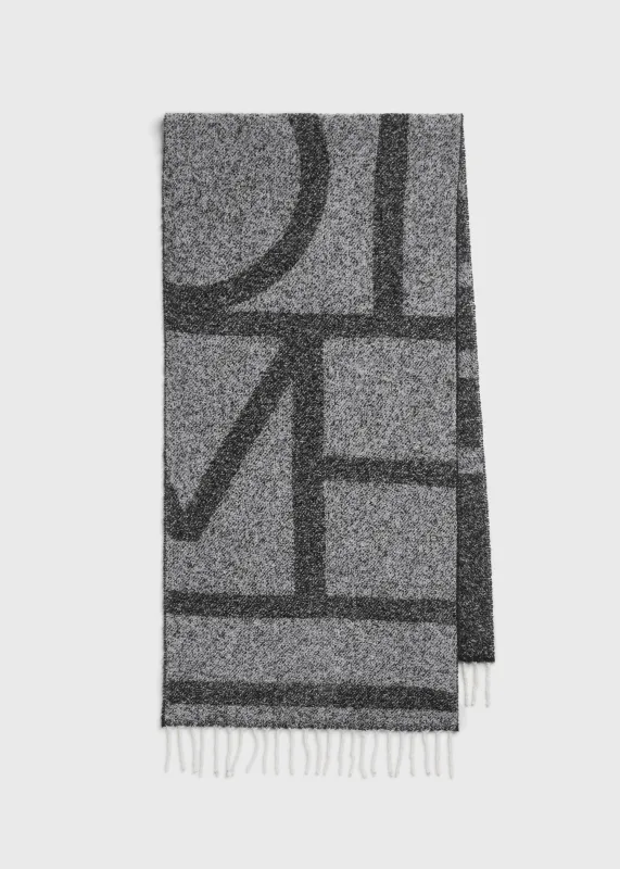 Monogram jacquard scarf black/white sold by Toteme