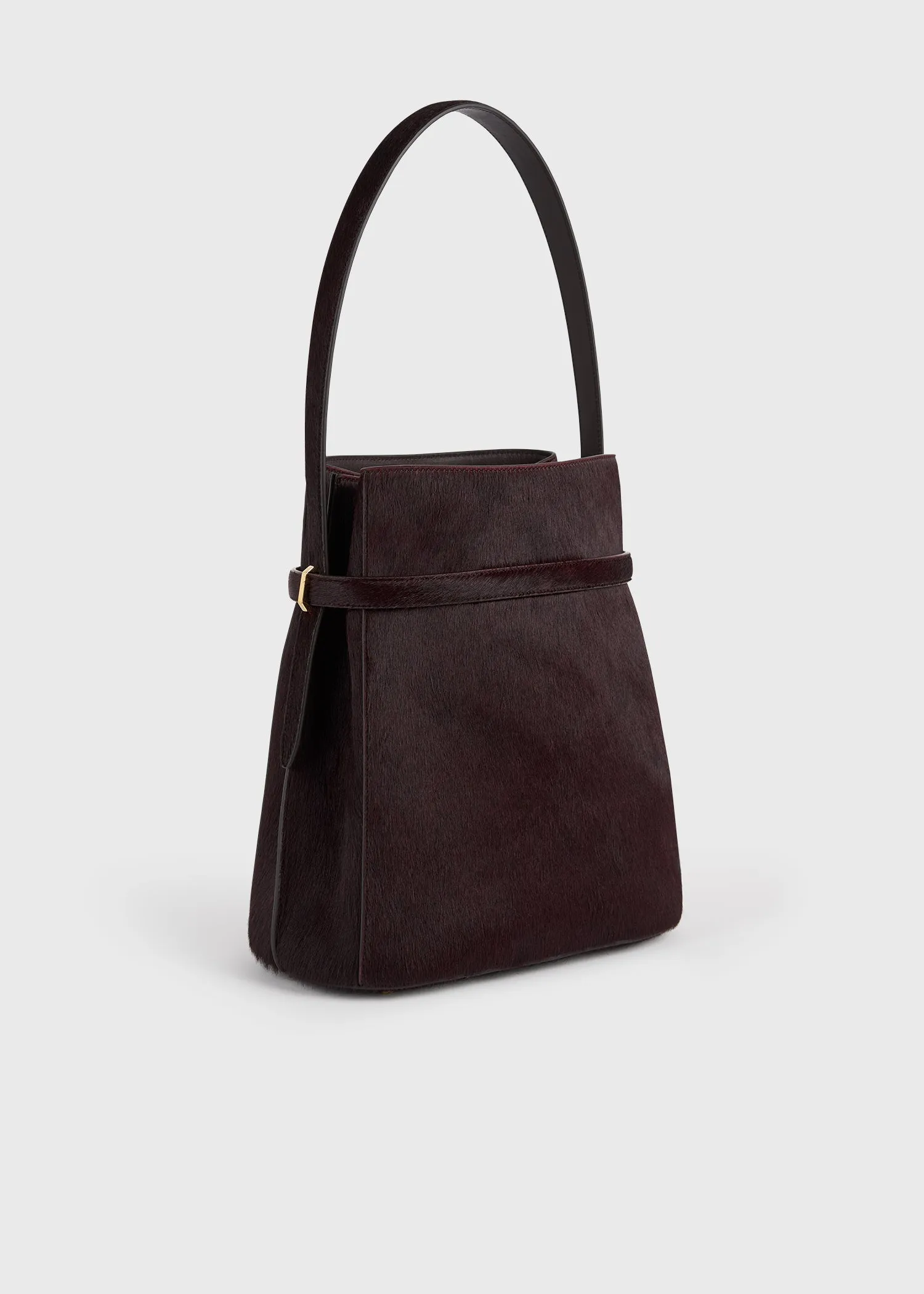 Belted pony hair bucket bag wine sold by Toteme product image thumbnail 4