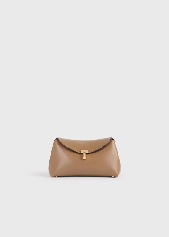 Mini T-lock leather clutch camel sold by Toteme