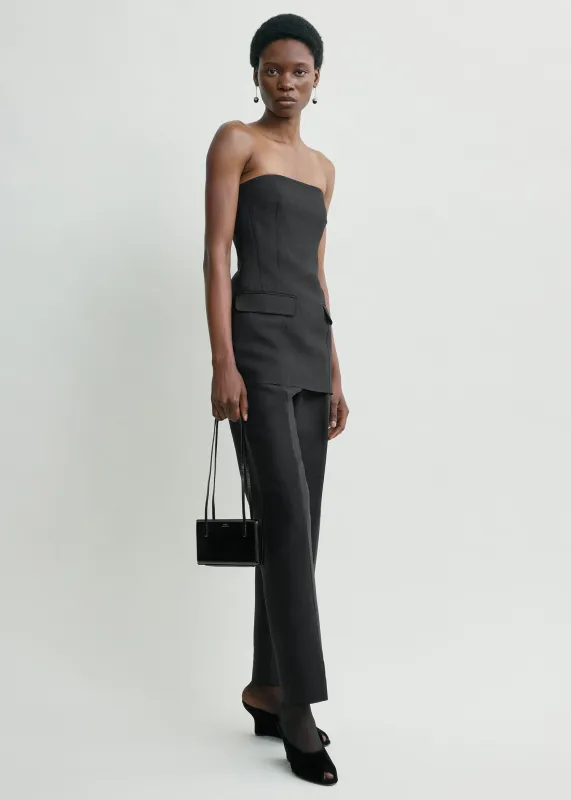Strapless crepe pocket top black made by Toteme