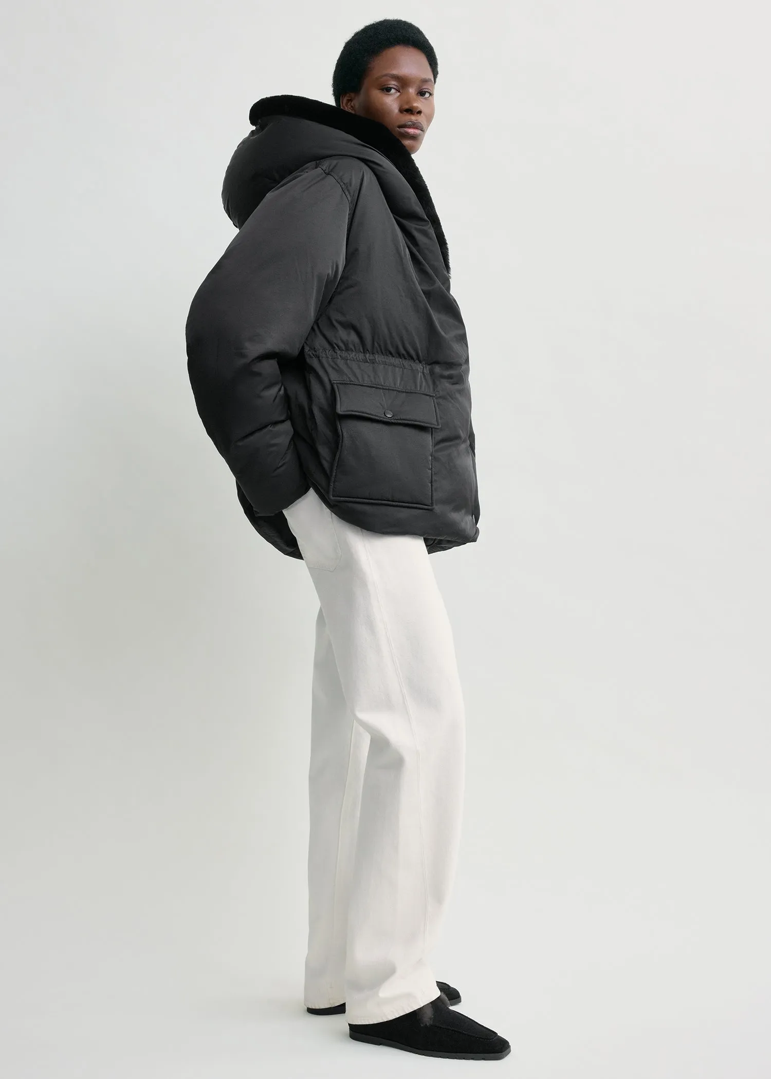 Cinched puffer jacket black sold by Toteme product image thumbnail 3