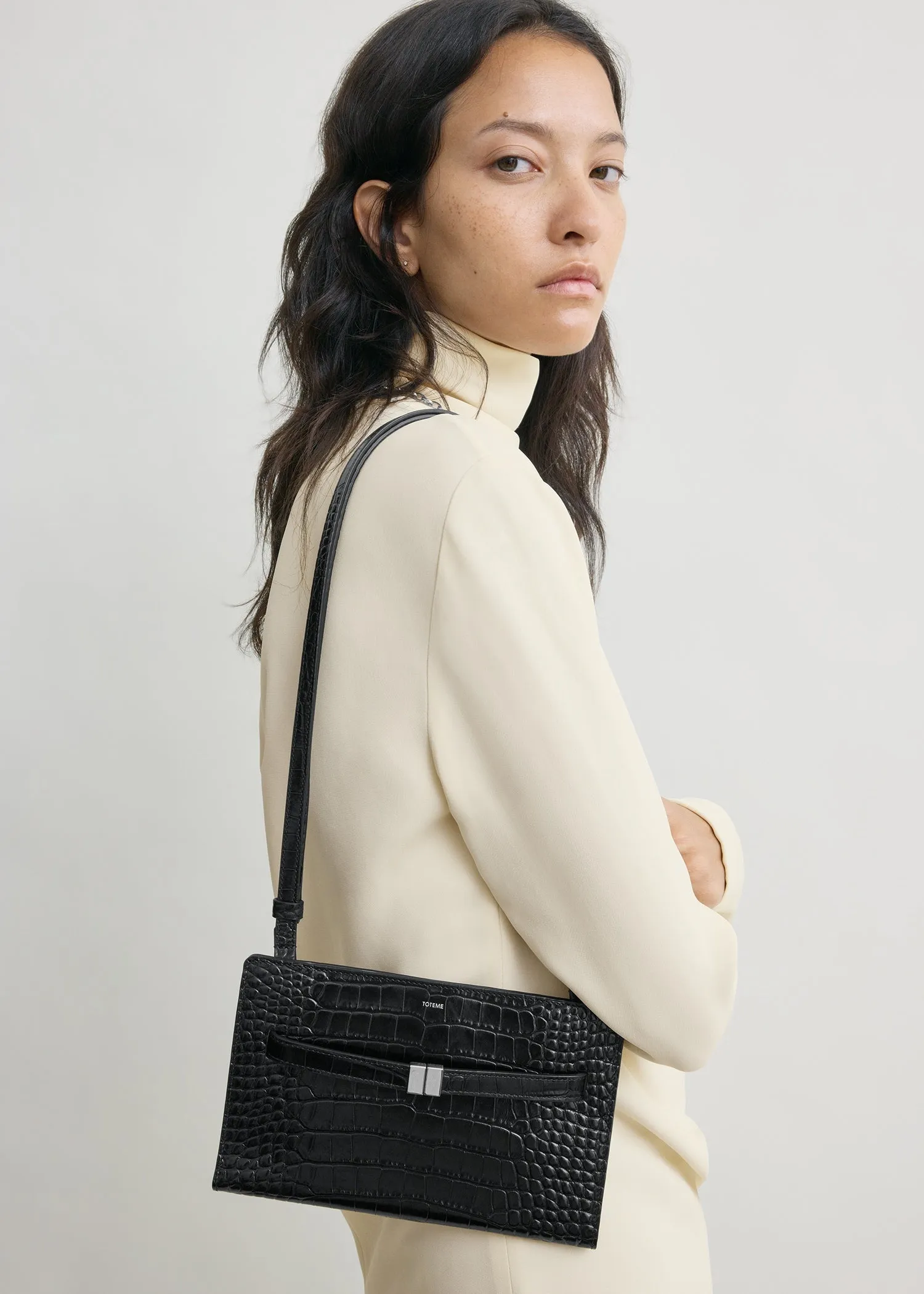 Belted croco-embossed crossbody black sold by Toteme product image thumbnail 3