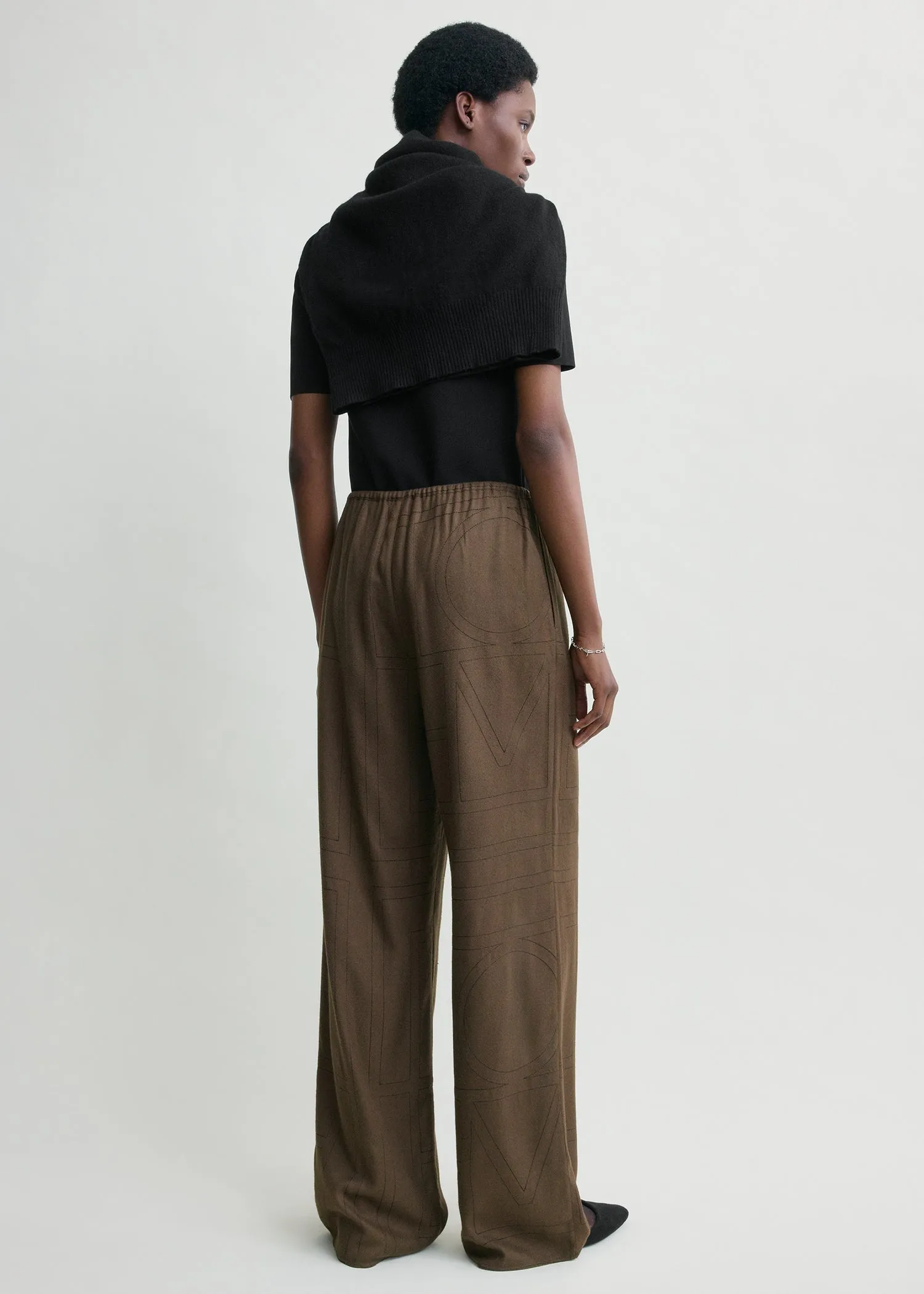 Monogram flannel pj bottoms dark brown sold by Toteme product image thumbnail 3