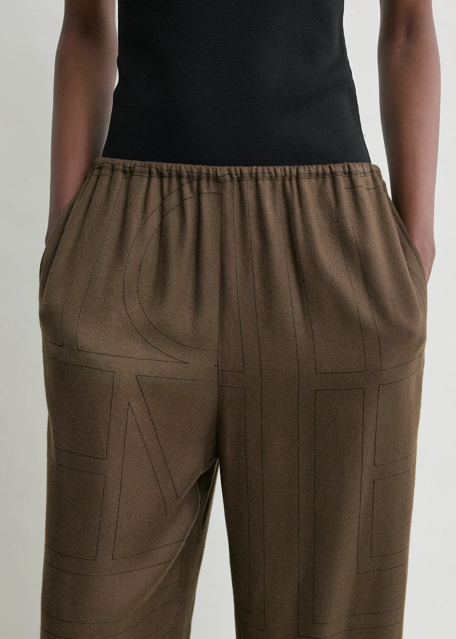 Monogram flannel pj bottoms dark brown sold by Toteme product image thumbnail 4