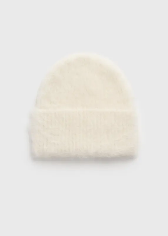 Alpaca knit beanie ecru sold by Toteme