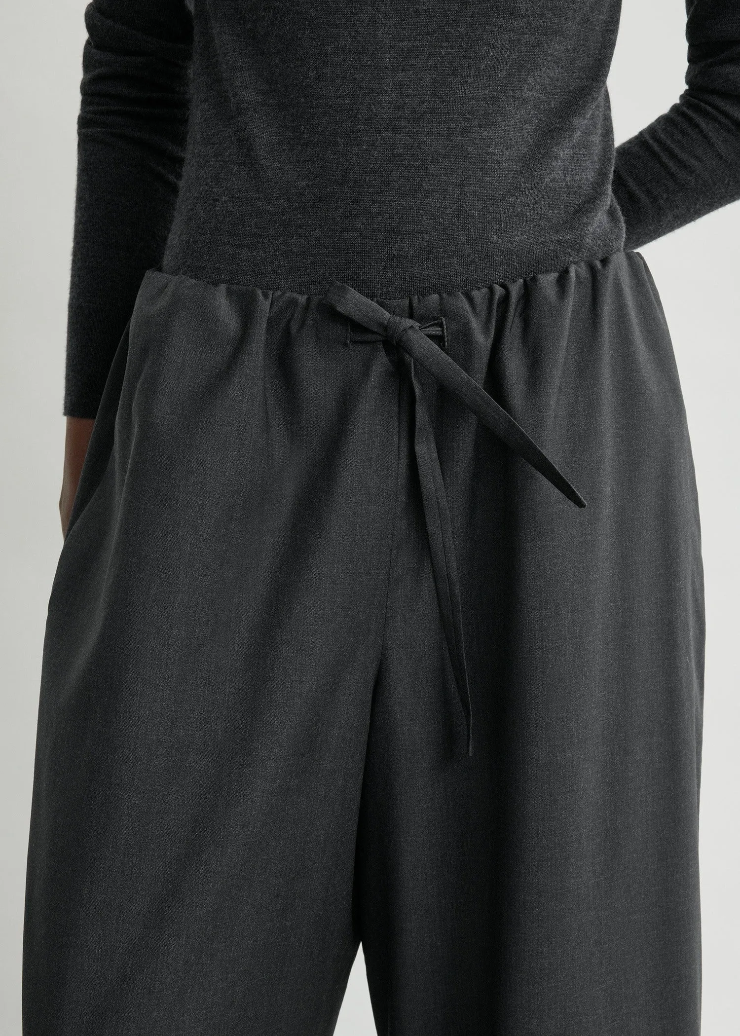 Drawstring dinner trousers charcoal melange sold by Toteme product image thumbnail 4