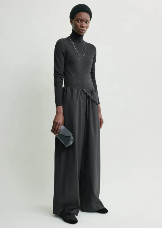 Drawstring dinner trousers charcoal melange sold by Toteme