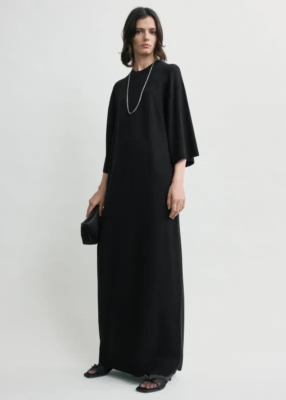 Merino knit tee dress black sold by Toteme