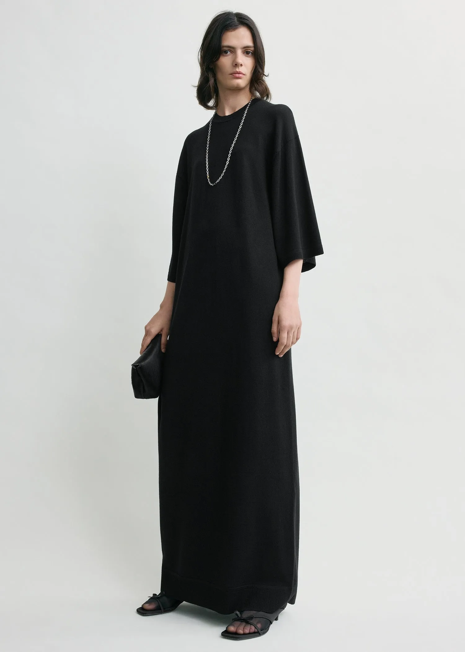 Merino knit tee dress black sold by Toteme