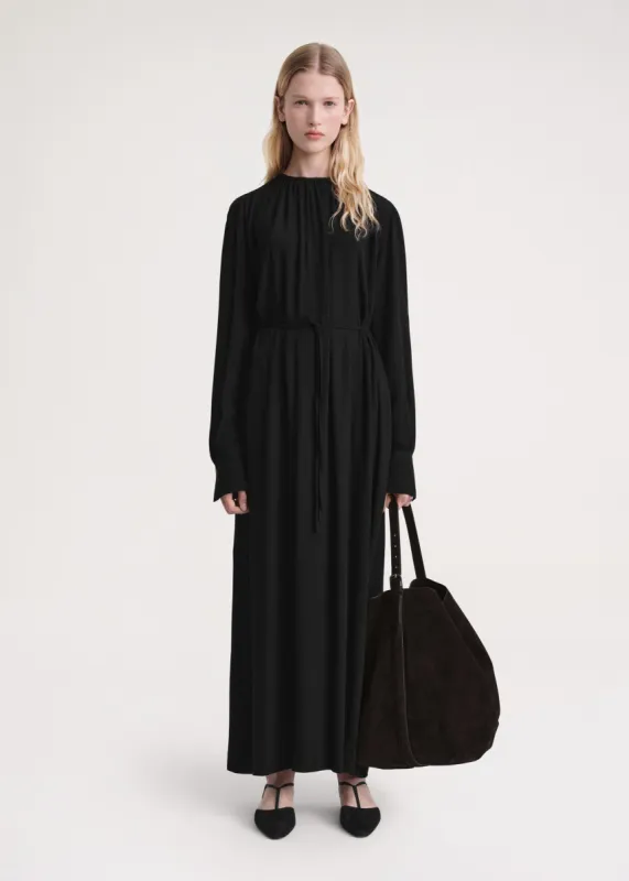 Gathered-neck crepe dress black sold by Toteme