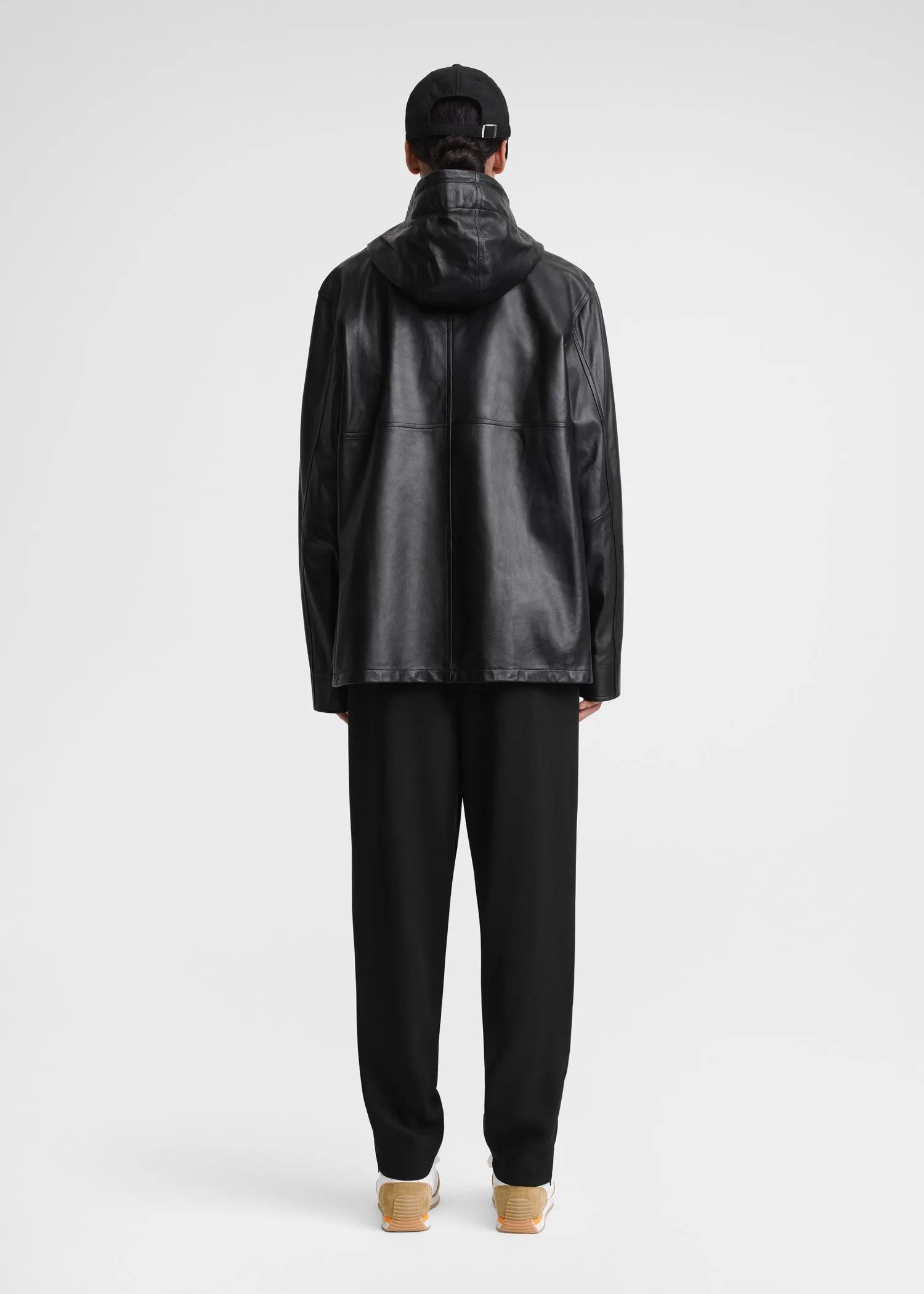 Half-zip leather anorak black sold by Toteme product image thumbnail 4