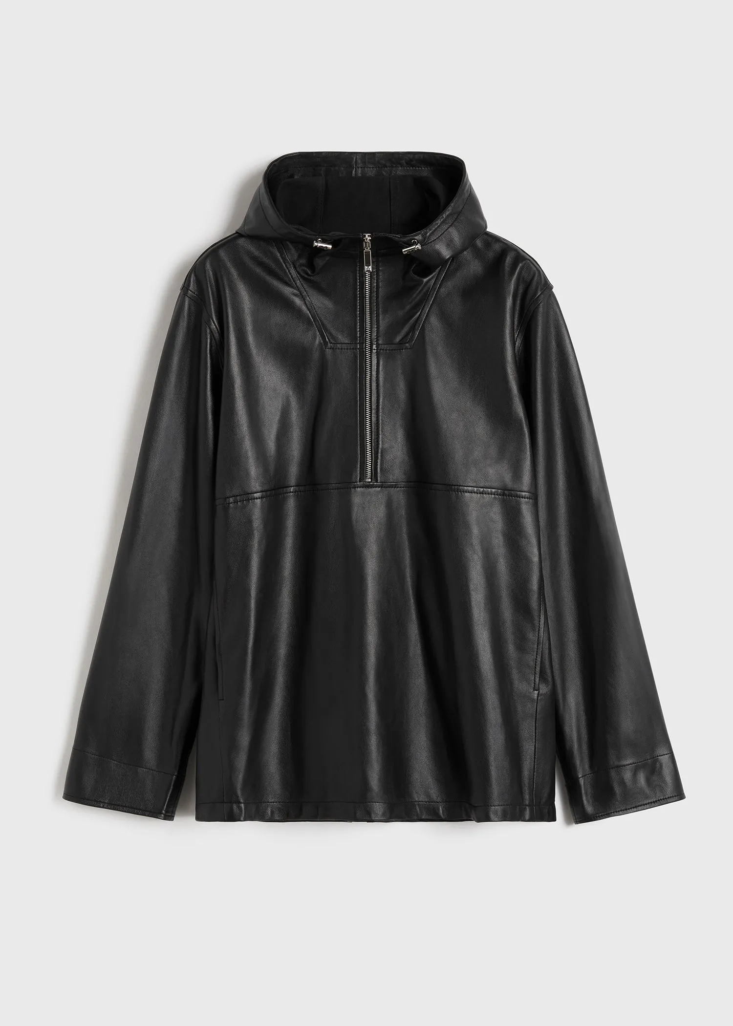 Half-zip leather anorak black sold by Toteme product image thumbnail 5