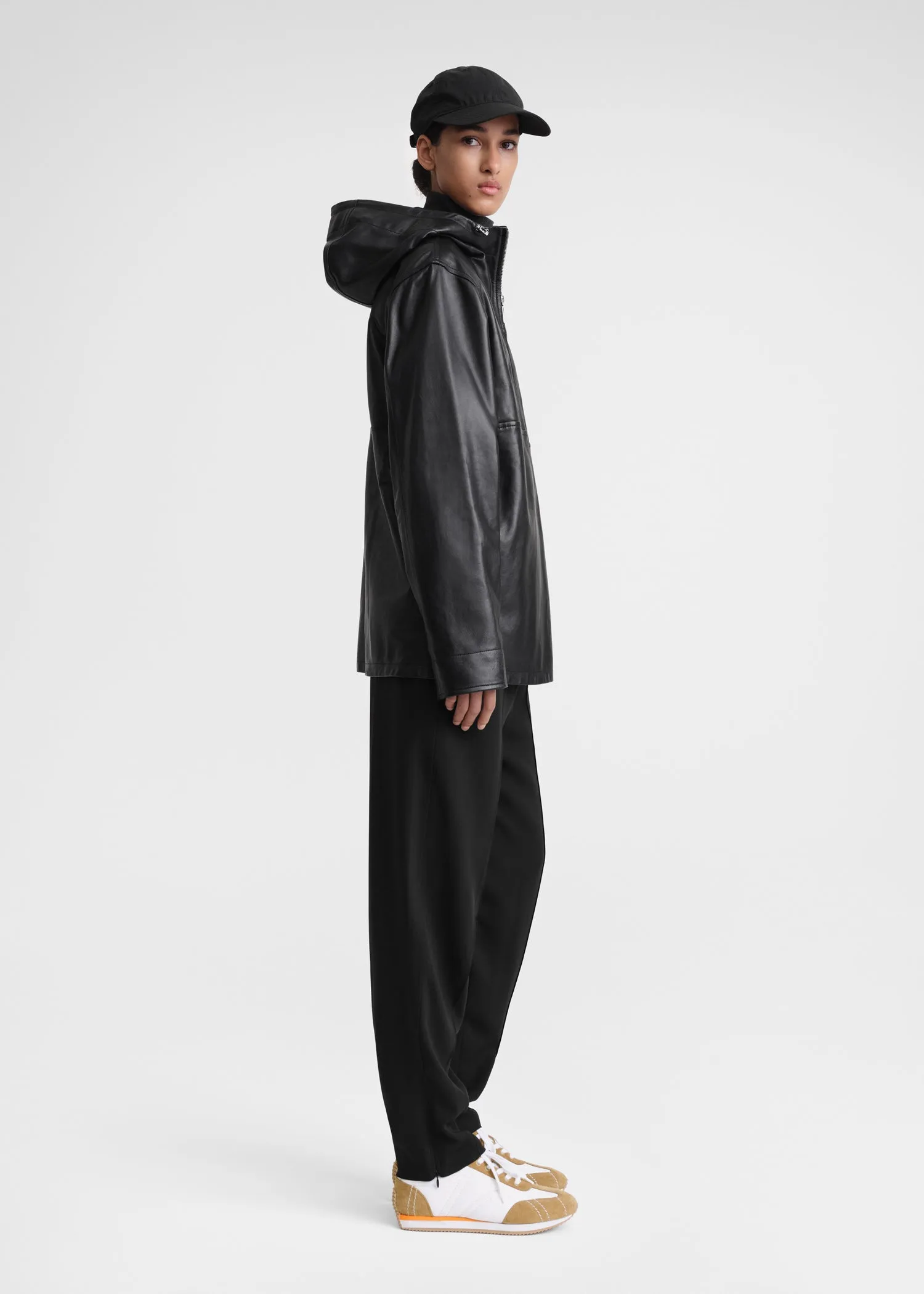 Half-zip leather anorak black sold by Toteme product image thumbnail 3