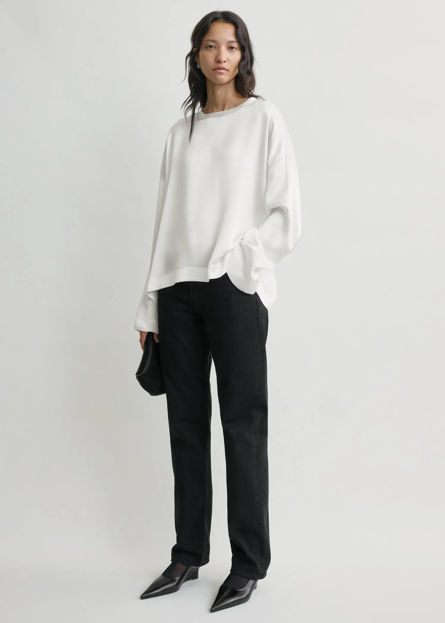 Boxy satin top white sold by Toteme product image thumbnail 2