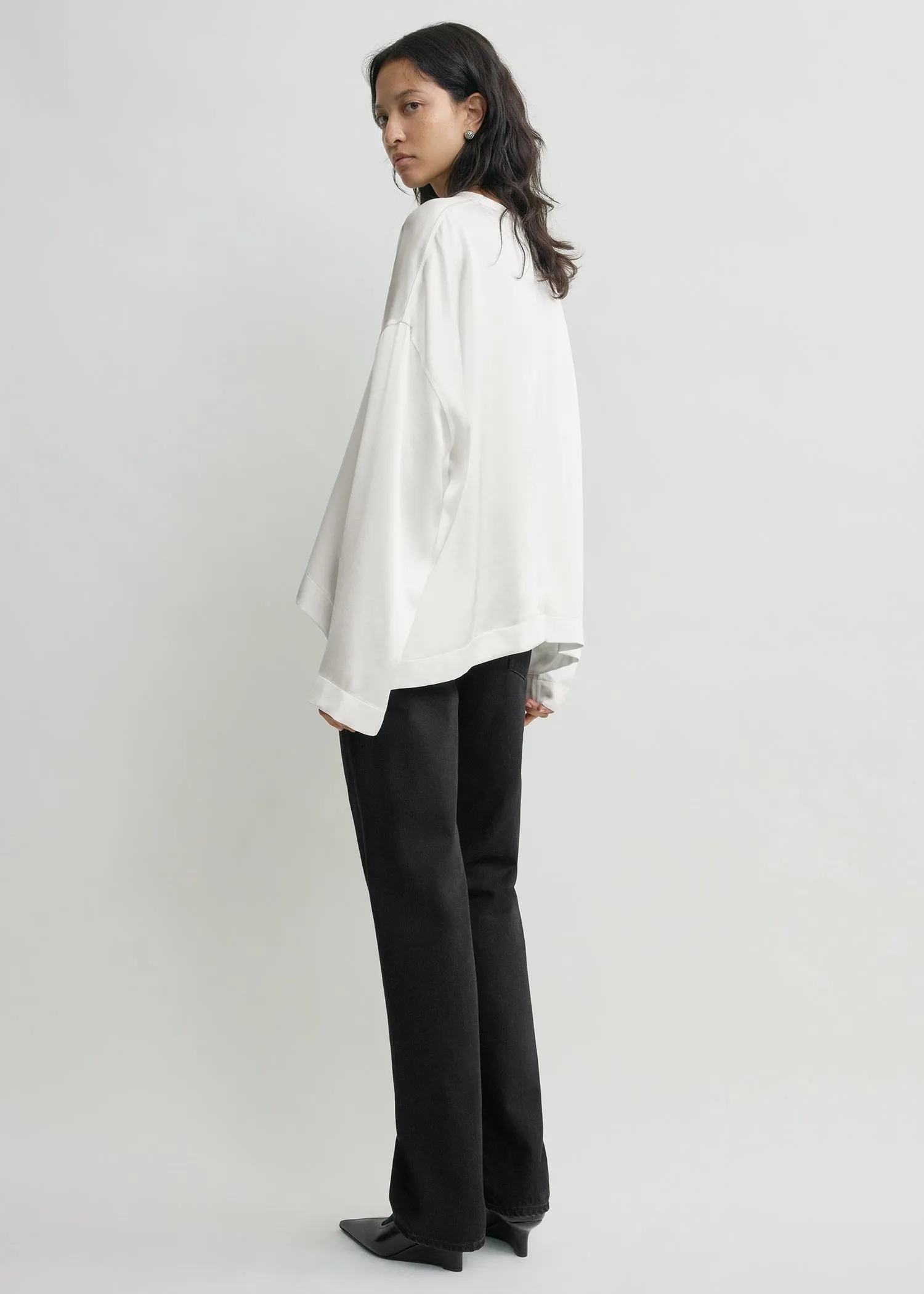 Boxy satin top white sold by Toteme product image thumbnail 3