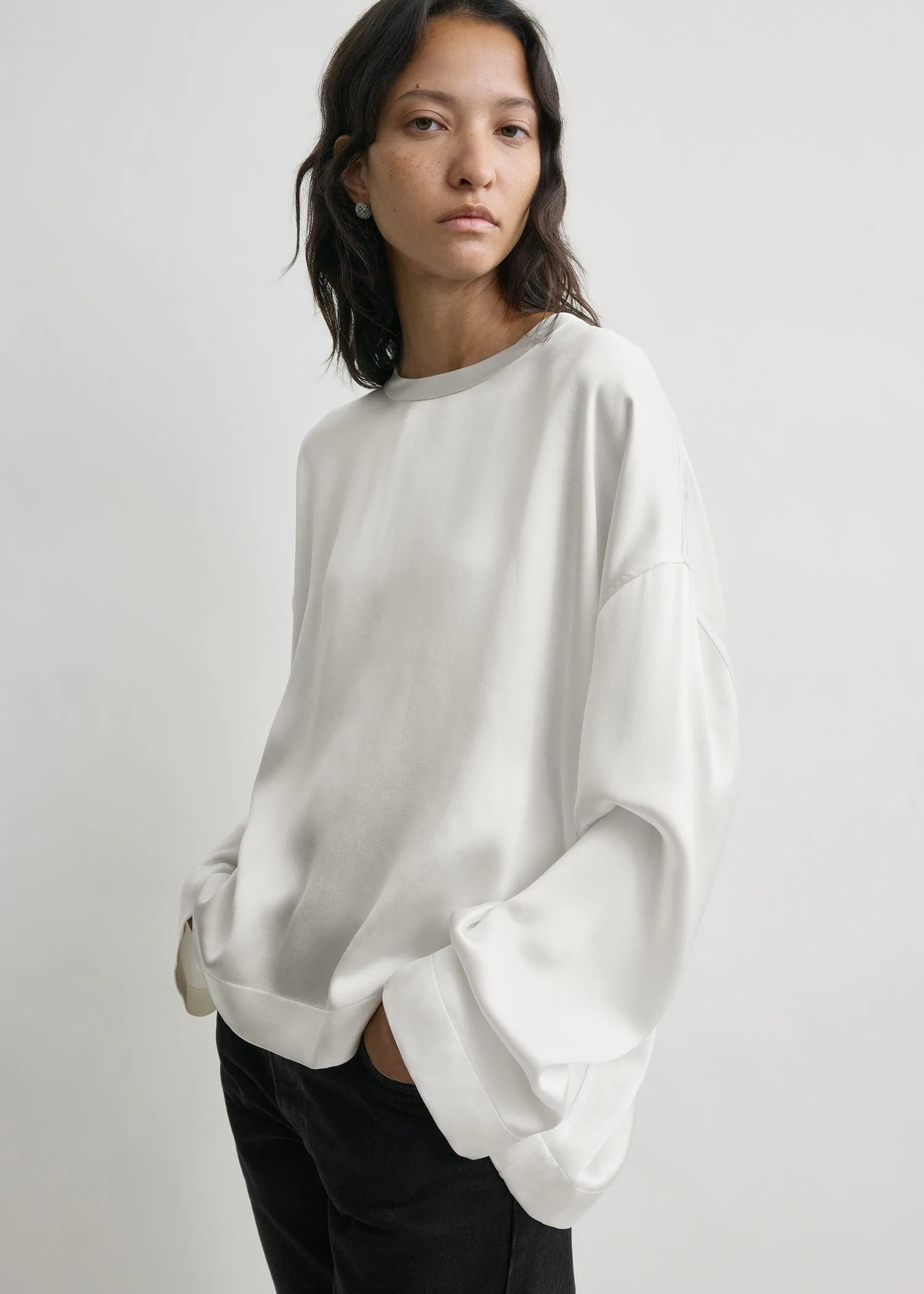 Boxy satin top white sold by Toteme product image thumbnail 4
