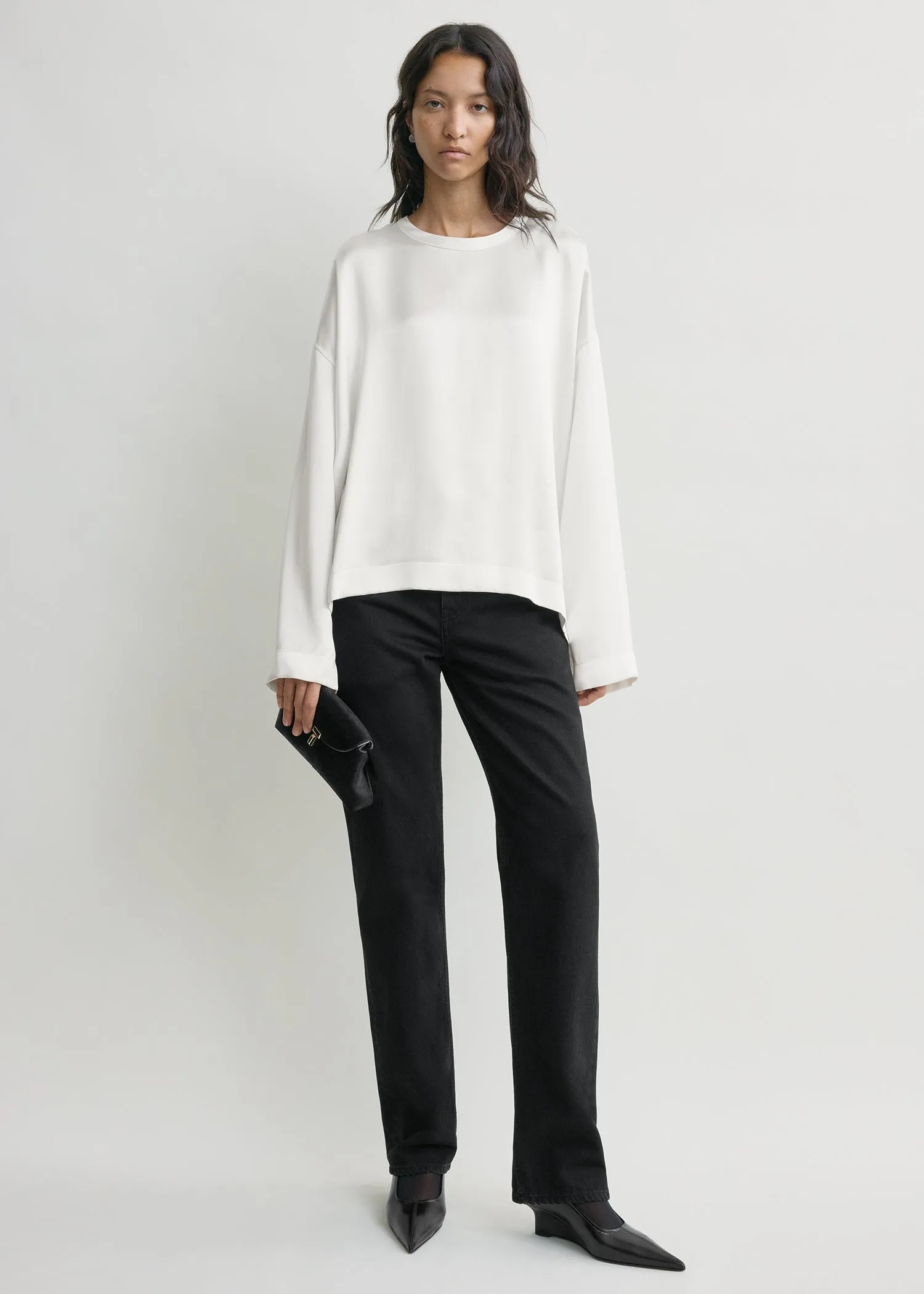 Boxy satin top white sold by Toteme