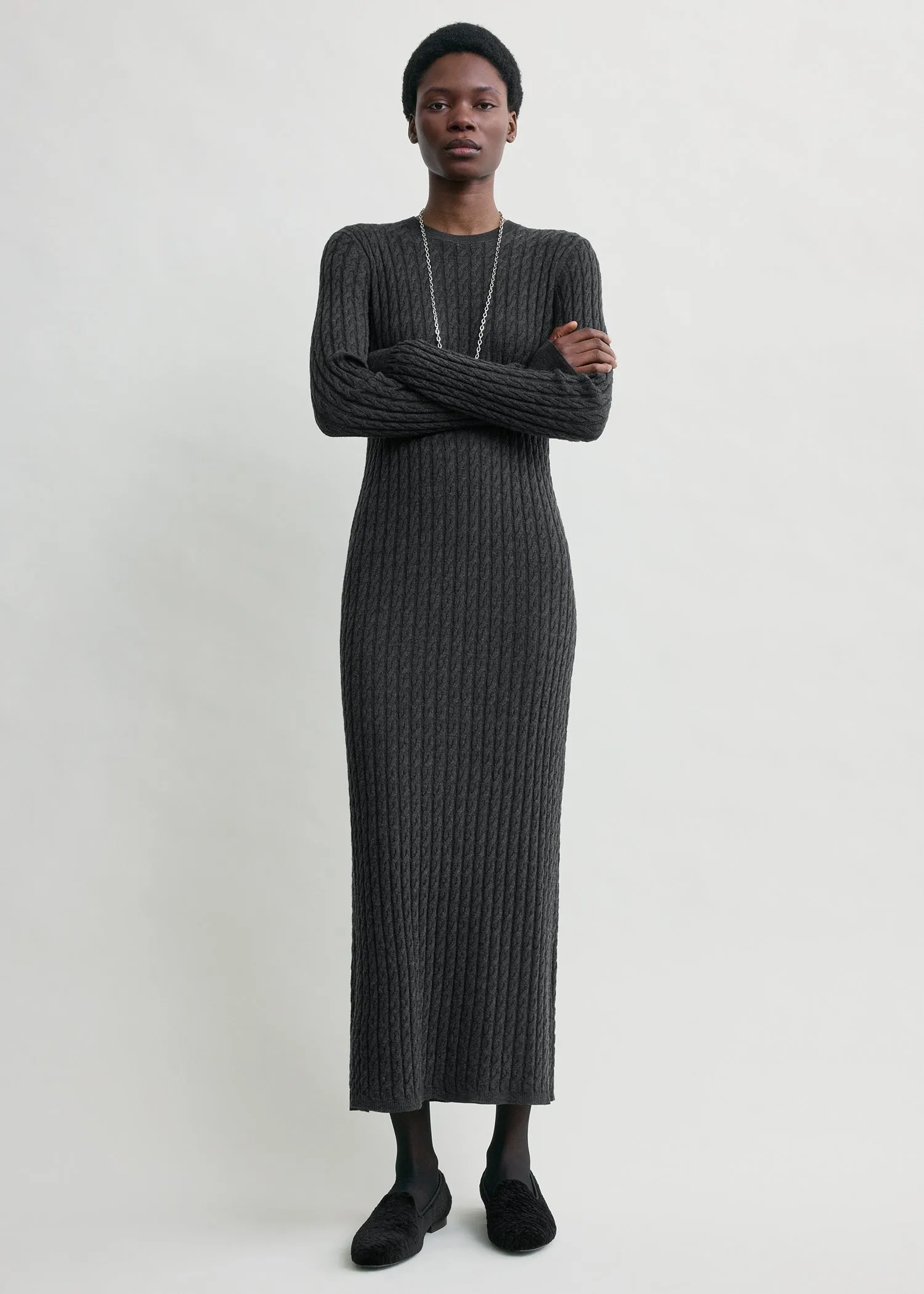 Cable knit dress charcoal sold by Toteme product image thumbnail 2