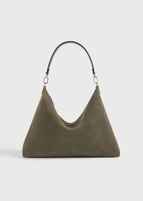 Medium Bevel cord-suede bag dark taupe made by Toteme