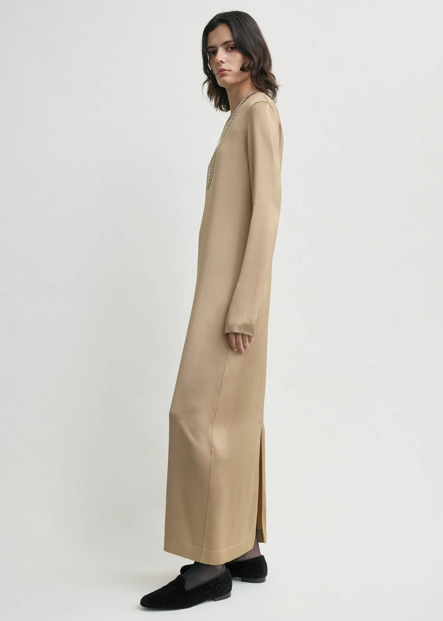 Long satin dress latte sold by Toteme product image thumbnail 2