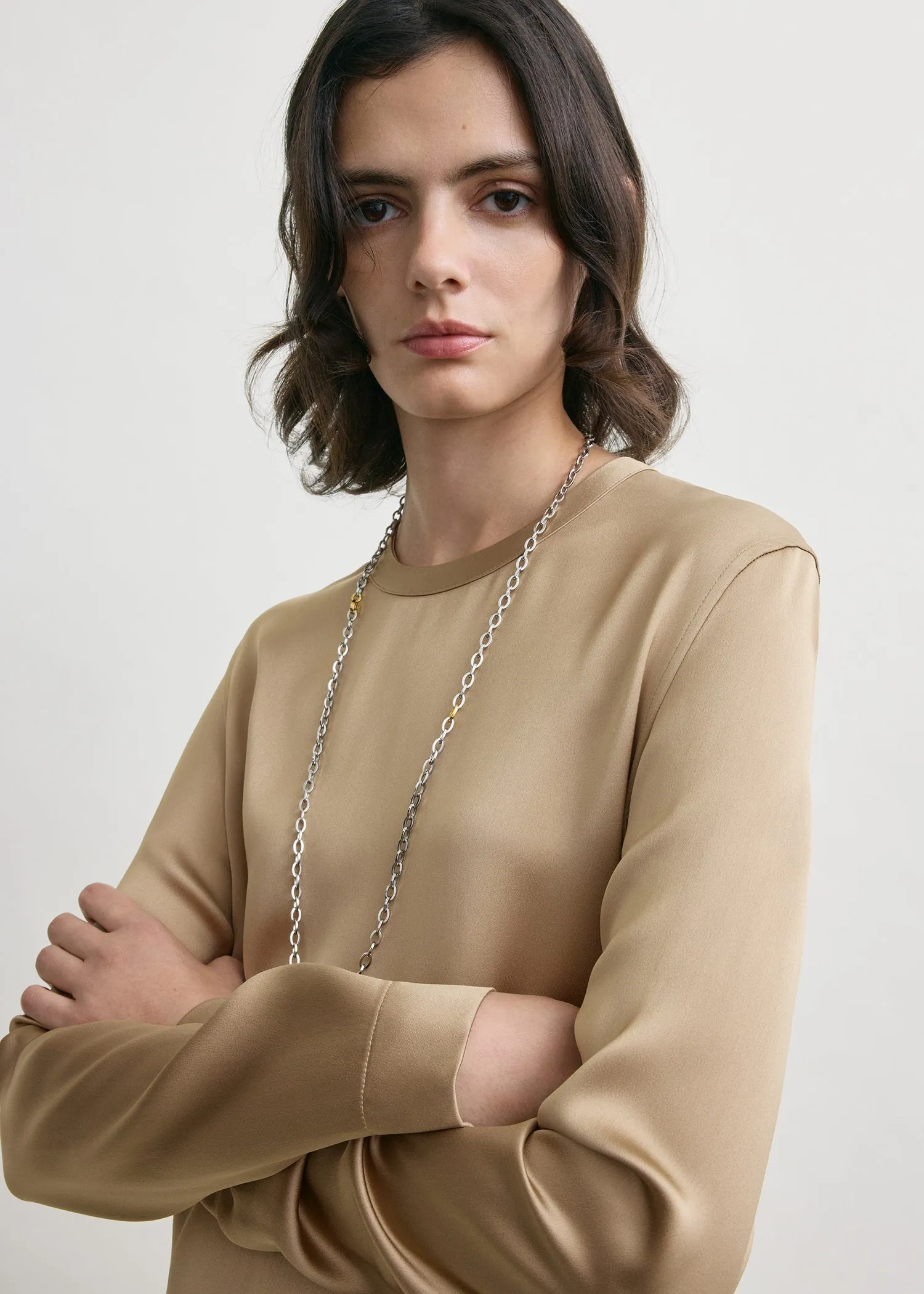 Long satin dress latte sold by Toteme product image thumbnail 4