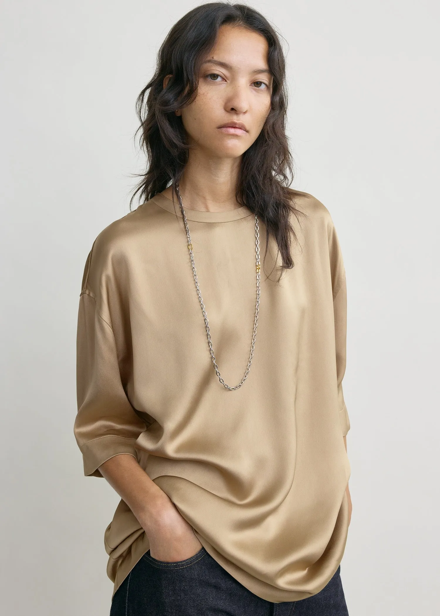 Satin tee latte sold by Toteme product image thumbnail 4