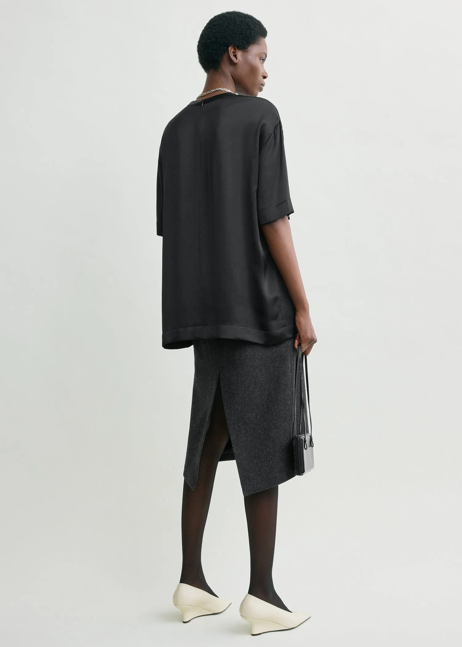 Satin tee black sold by Toteme product image thumbnail 3