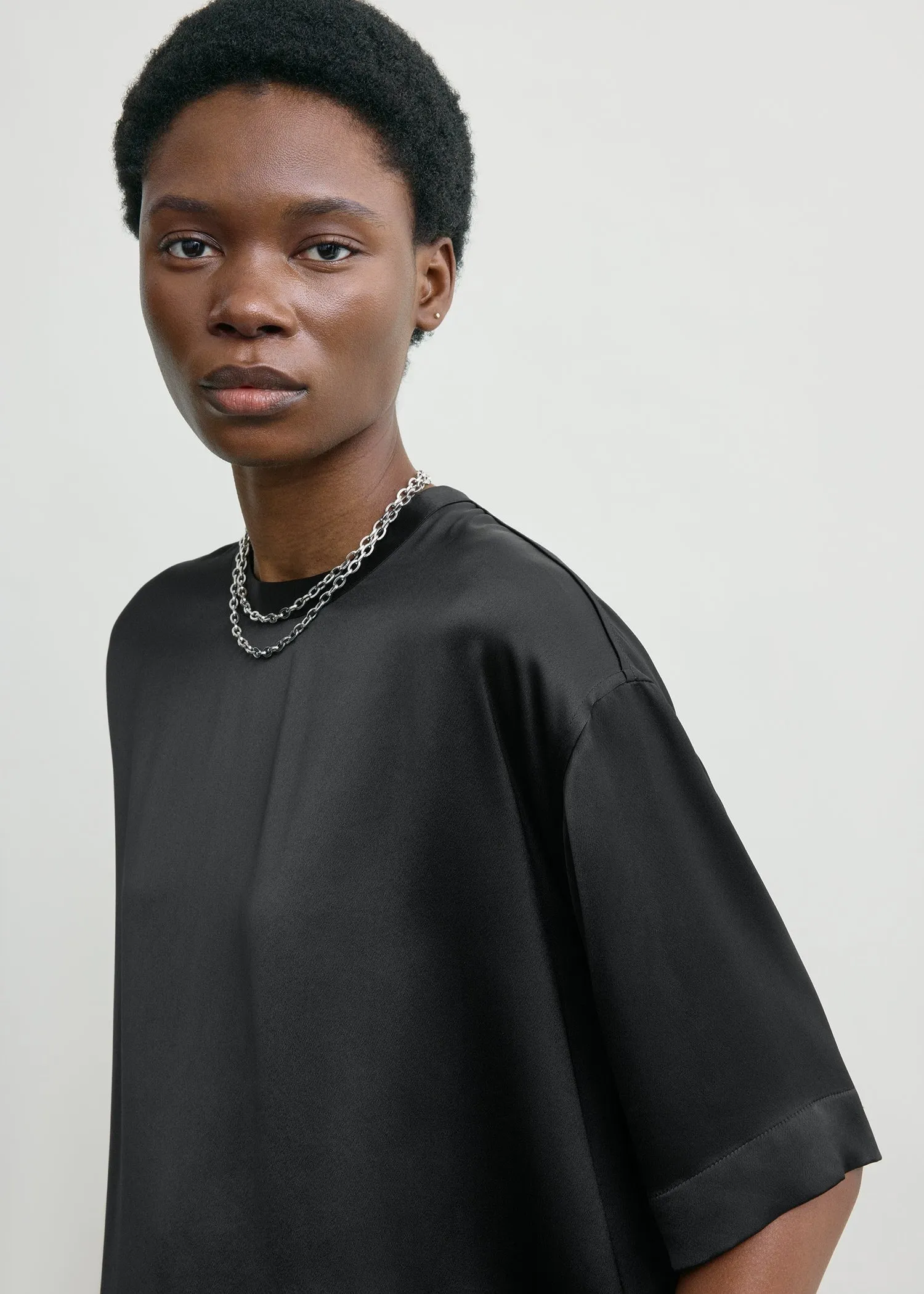 Satin tee black sold by Toteme product image thumbnail 4